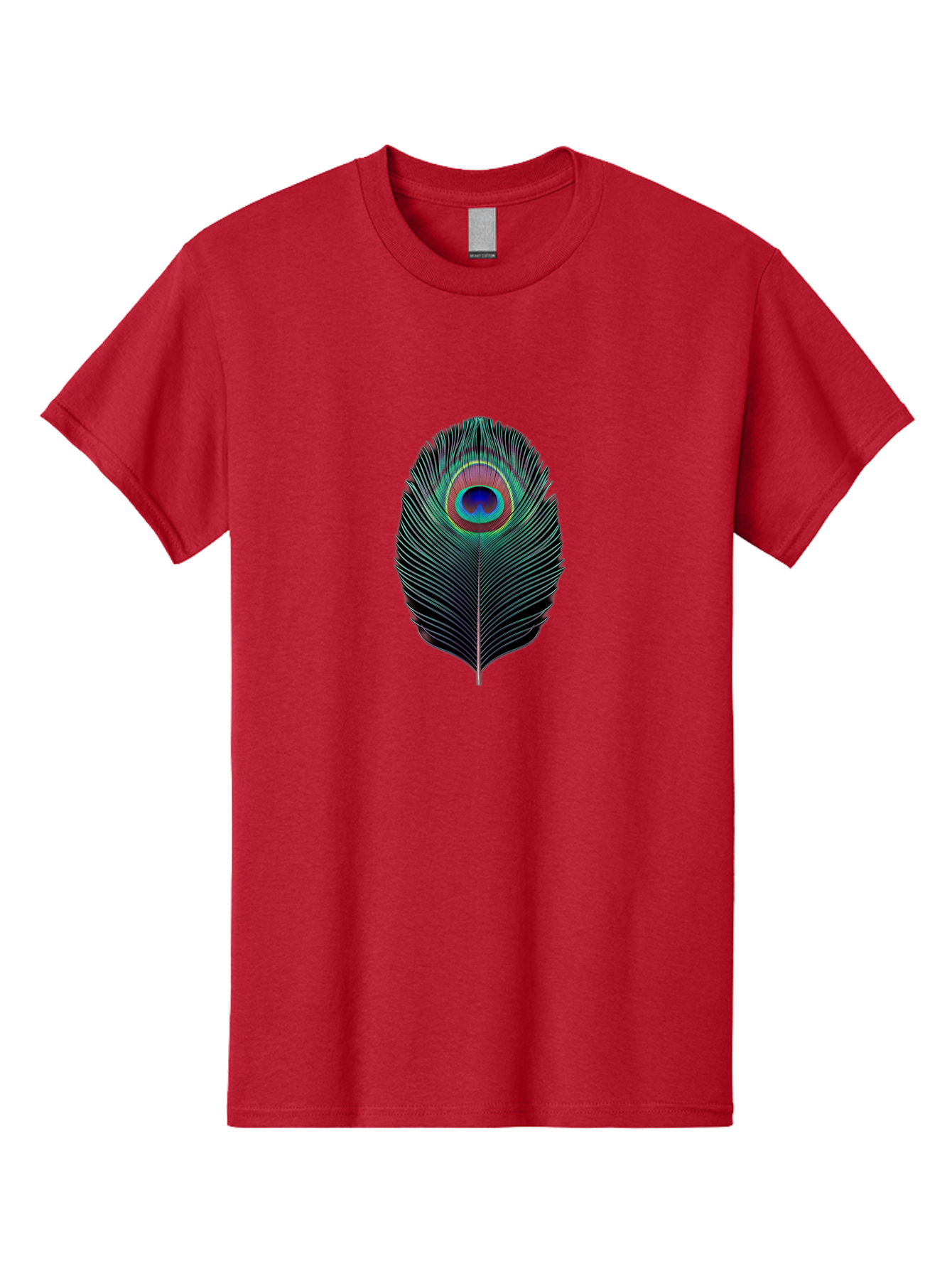 Peacock-Feather-7 Men'S Graphic Tee, 100% Cotton, Comfortable Casual Summer Wear, Machine Washable, Peacock Feather, Vibrant Colors, Blue, Red, And Turquoise Eye, Black And White Stripes, Majestic Plumage, Exotic Bird, Colorful Pattern, Bab115 25