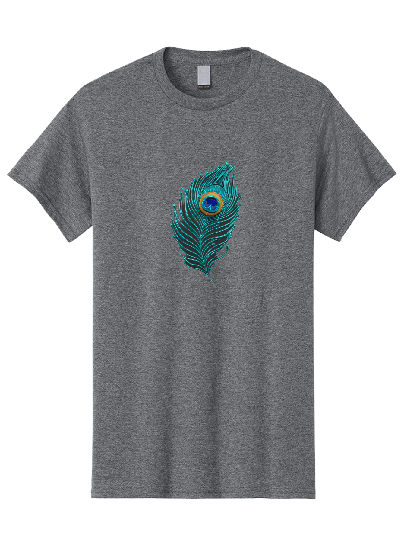 Peacock-Feather-8 Men'S Graphic Tee, 100% Cotton, Comfortable Casual Summer Wear, Machine Washable, Peacock Feather, Vibrant Colors, Teal, Blue, Orange, Elegant Design, Intricate Patterns, Luxurious Feel, Eye-Catching Detail, Stunning Visuals, Bab116 11
