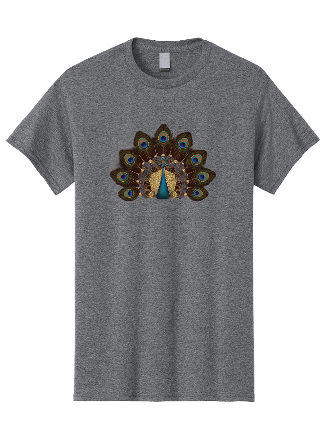Peacock-Feather-Display Men'S Graphic Tee, 100% Cotton, Comfortable Casual Summer Wear, Machine Washable, Peacock, Bird, Feathers, Blue Eyes, Golden Plumage, Royal Bird, Majestic Creature, Intricate Details, Vibrant Colors, Exotic Beauty Bab118 11