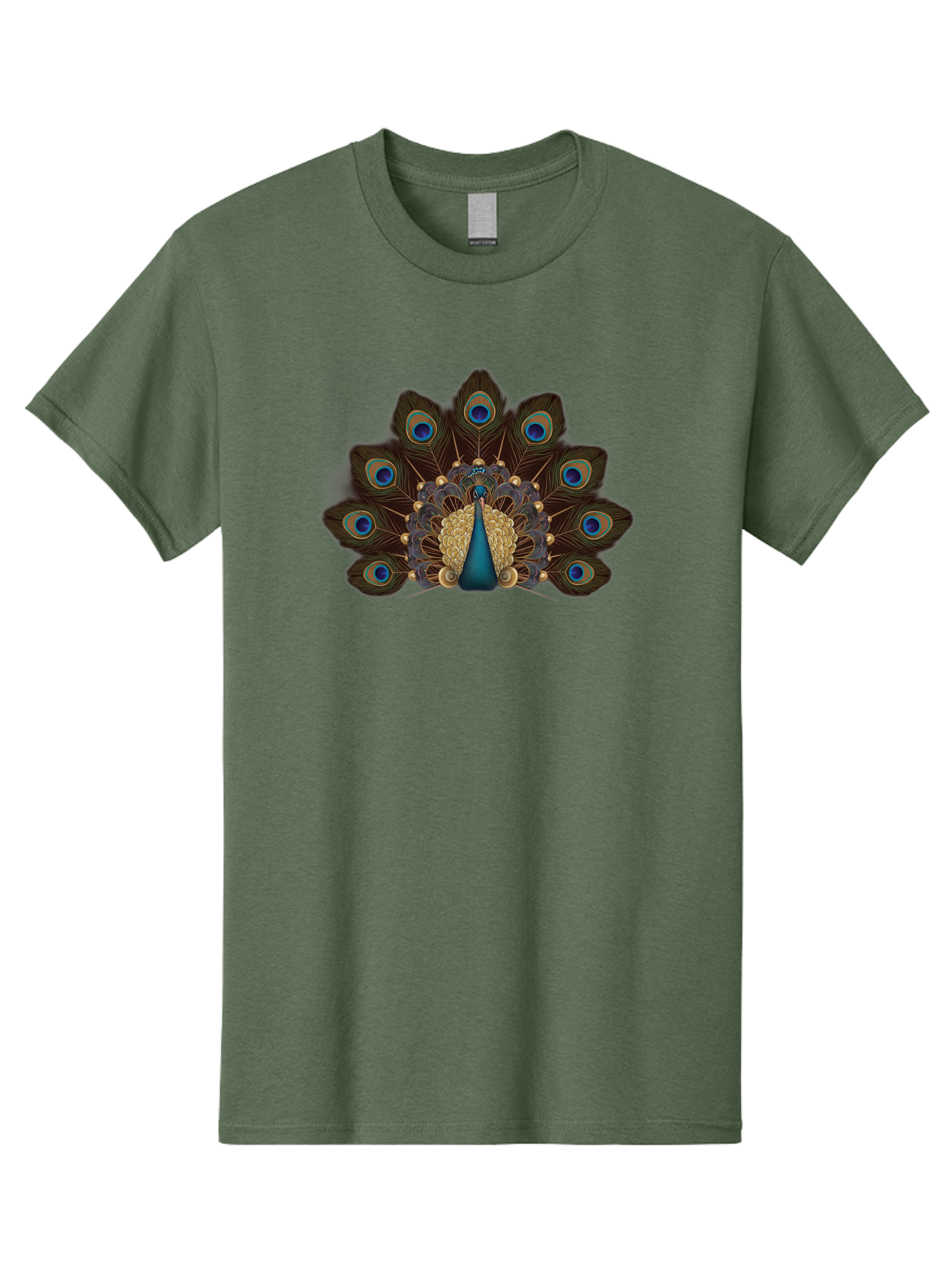 Peacock-Feather-Display Men'S Graphic Tee, 100% Cotton, Comfortable Casual Summer Wear, Machine Washable, Peacock, Bird, Feathers, Blue Eyes, Golden Plumage, Royal Bird, Majestic Creature, Intricate Details, Vibrant Colors, Exotic Beauty Bab118 17