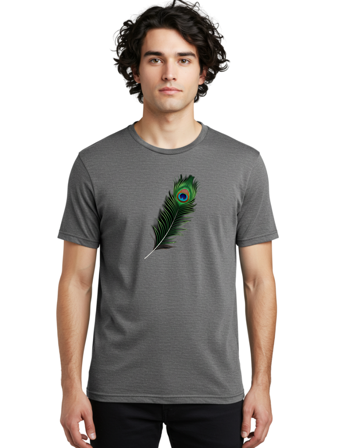Peacock-Feather Men'S Graphic Tee, 100% Cotton, Comfortable Casual Summer Wear, Machine Washable, Peacock Feather, Bird Feather, Colorful Plumage, Vibrant Colors, Intricate Patterns, Natural Beauty, Symbolic Meaning, Ornamental Decoration, Bab119 12