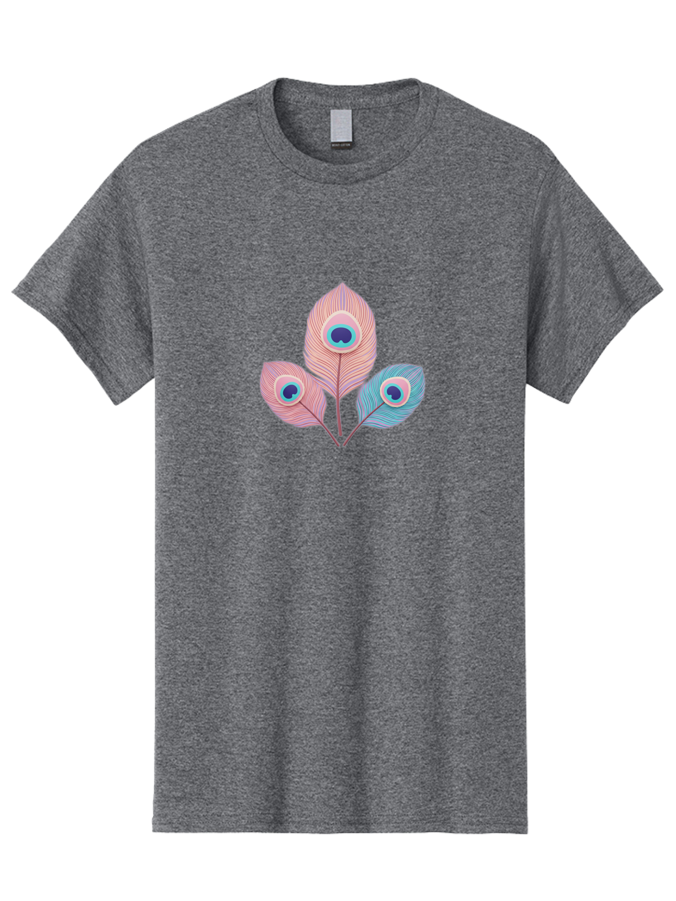 Peacock-Feathers-Graphic Men'S Graphic Tee, 100% Cotton, Comfortable Casual Summer Wear, Machine Washable, Peacock Feathers, Vibrant Colors, Pastel Hues, Eye-Catching Design, Bird Plumage, Decorative Elements, Artistic Patterns, Bab122 11