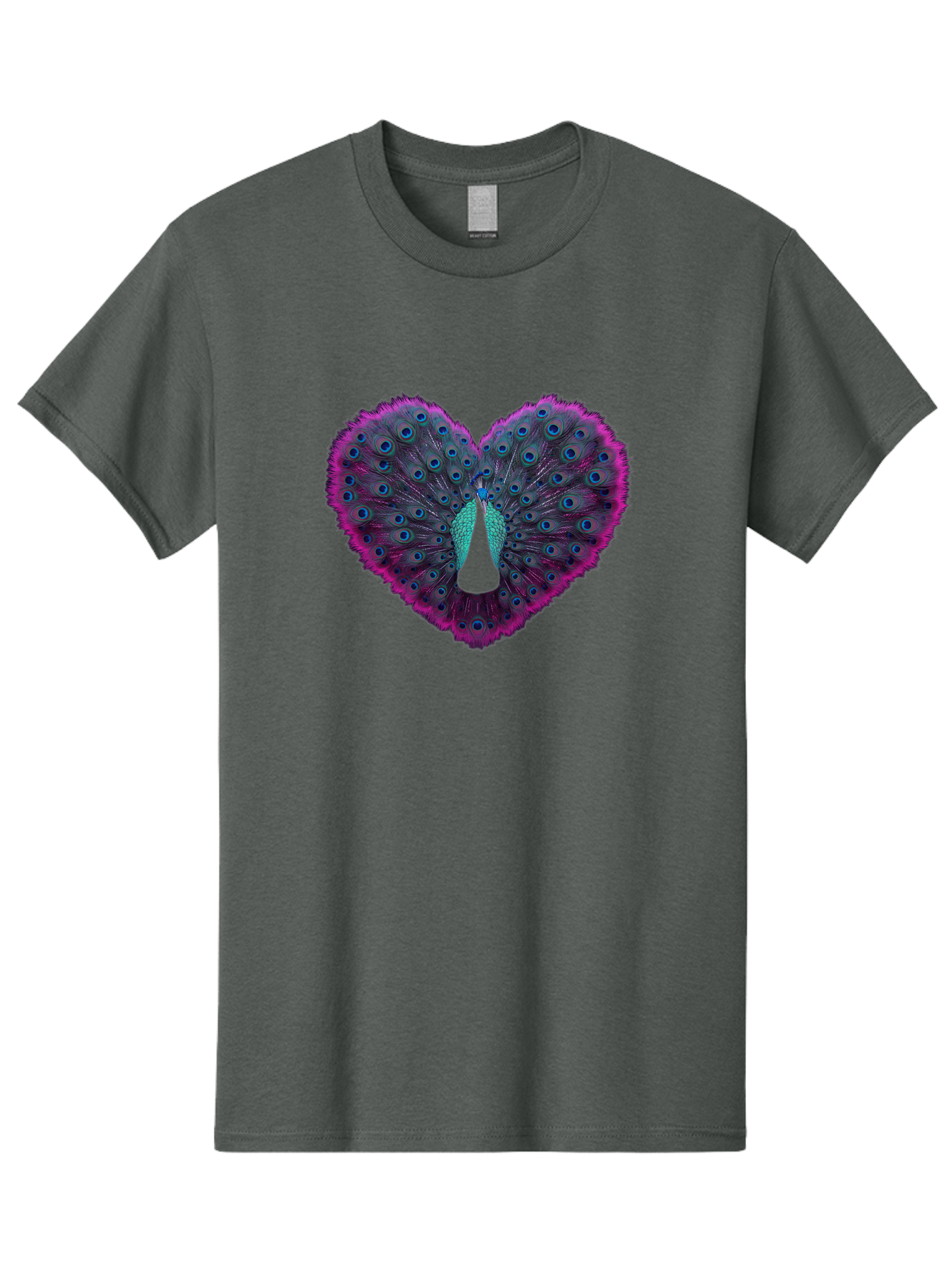 Peacock-Feathers-Heart Men'S Graphic Tee, 100% Cotton, Comfortable Casual Summer Wear, Machine Washable, Peacock Feathers, Heart Shape, Vibrant Colors, Blue Eyespots, Purple And Pink Hues, Symbolic Love, Plumage Display, Artistic Design, Bab123 19