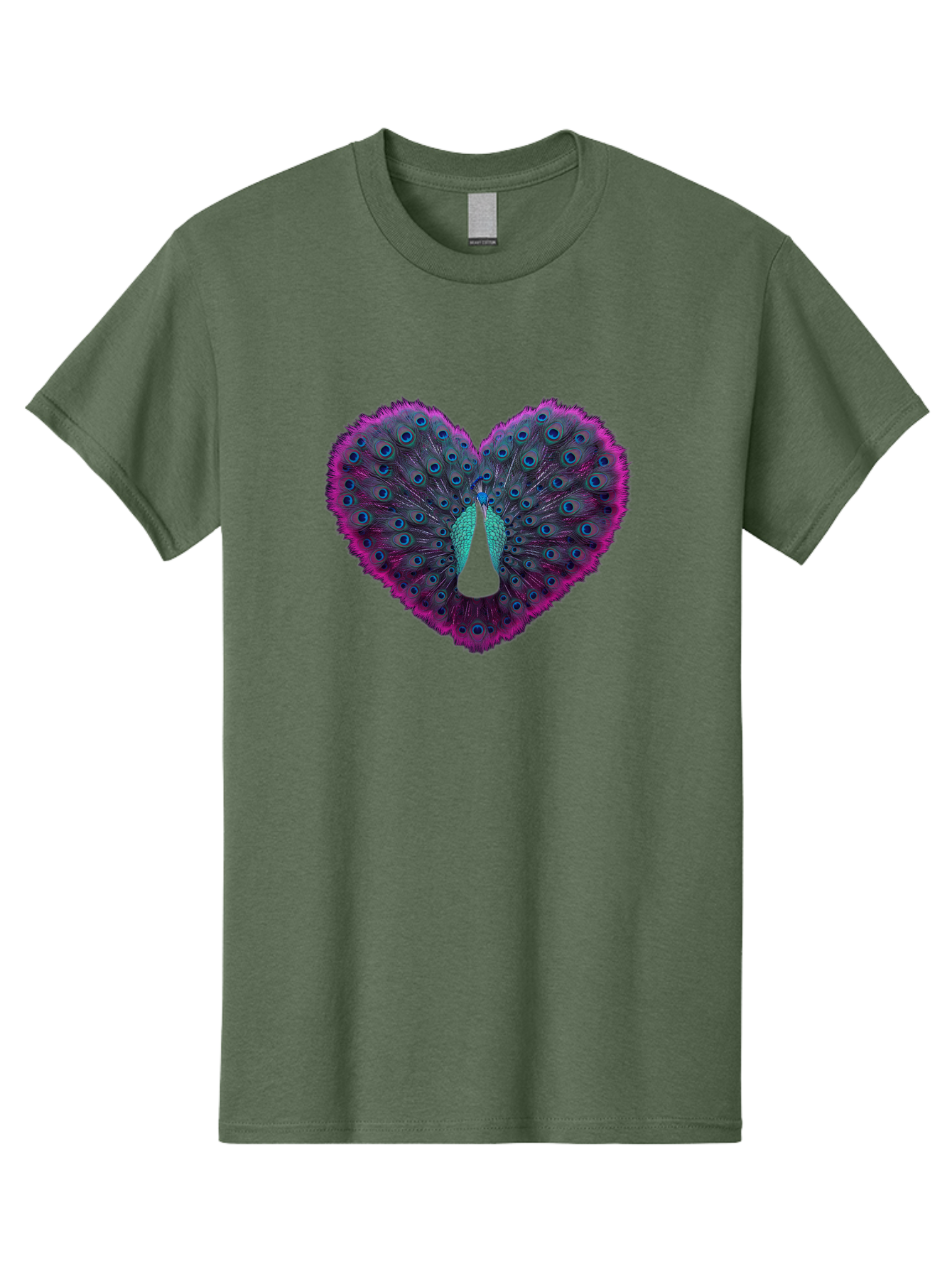 Peacock-Feathers-Heart Men'S Graphic Tee, 100% Cotton, Comfortable Casual Summer Wear, Machine Washable, Peacock Feathers, Heart Shape, Vibrant Colors, Blue Eyespots, Purple And Pink Hues, Symbolic Love, Plumage Display, Artistic Design, Bab123 17