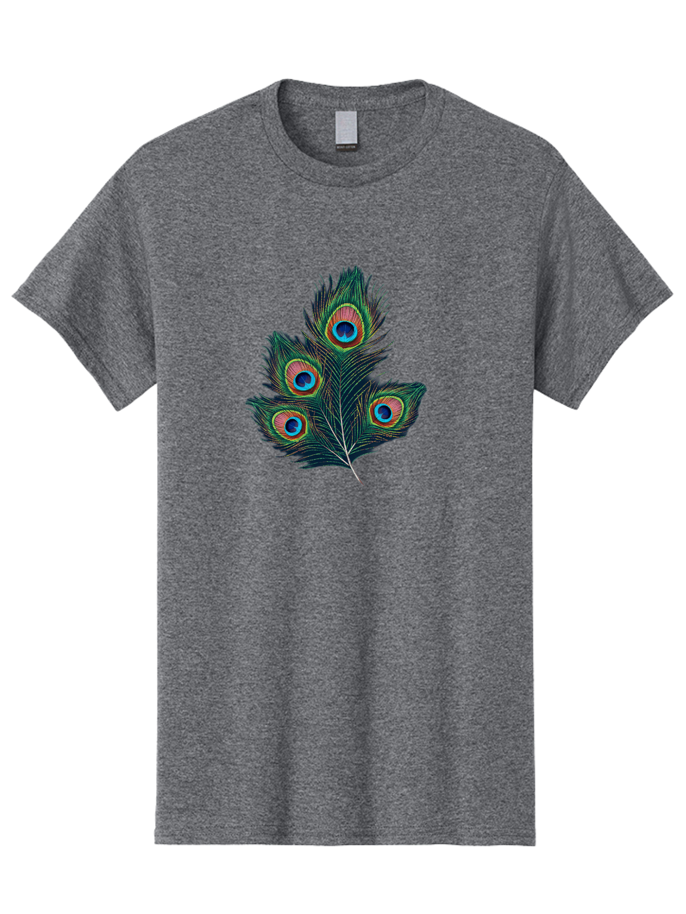 Peacock-Feathers Men'S Graphic Tee, 100% Cotton, Comfortable Casual Summer Wear, Machine Washable, Peacock Feather, Colorful Plumage, Vibrant Colors, Eyespot, Blue And Orange, Exotic Bird, Natural Beauty, Wildlife Bab124 11