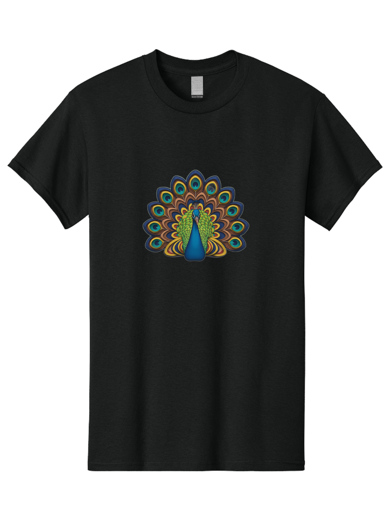 Peacock-Illustration Men'S Graphic Tee, 100% Cotton, Comfortable Casual Summer Wear, Machine Washable, Peacock With Vibrant Plumage, Colorful Feathers, Blue And Green Hues, Eye-Catching Patterns, Majestic Bird, Exotic Beauty, Ornate Tail, Bab128 27