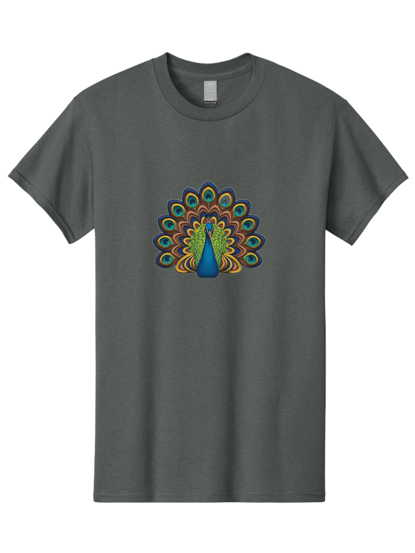 Peacock-Illustration Men'S Graphic Tee, 100% Cotton, Comfortable Casual Summer Wear, Machine Washable, Peacock With Vibrant Plumage, Colorful Feathers, Blue And Green Hues, Eye-Catching Patterns, Majestic Bird, Exotic Beauty, Ornate Tail, Bab128 19