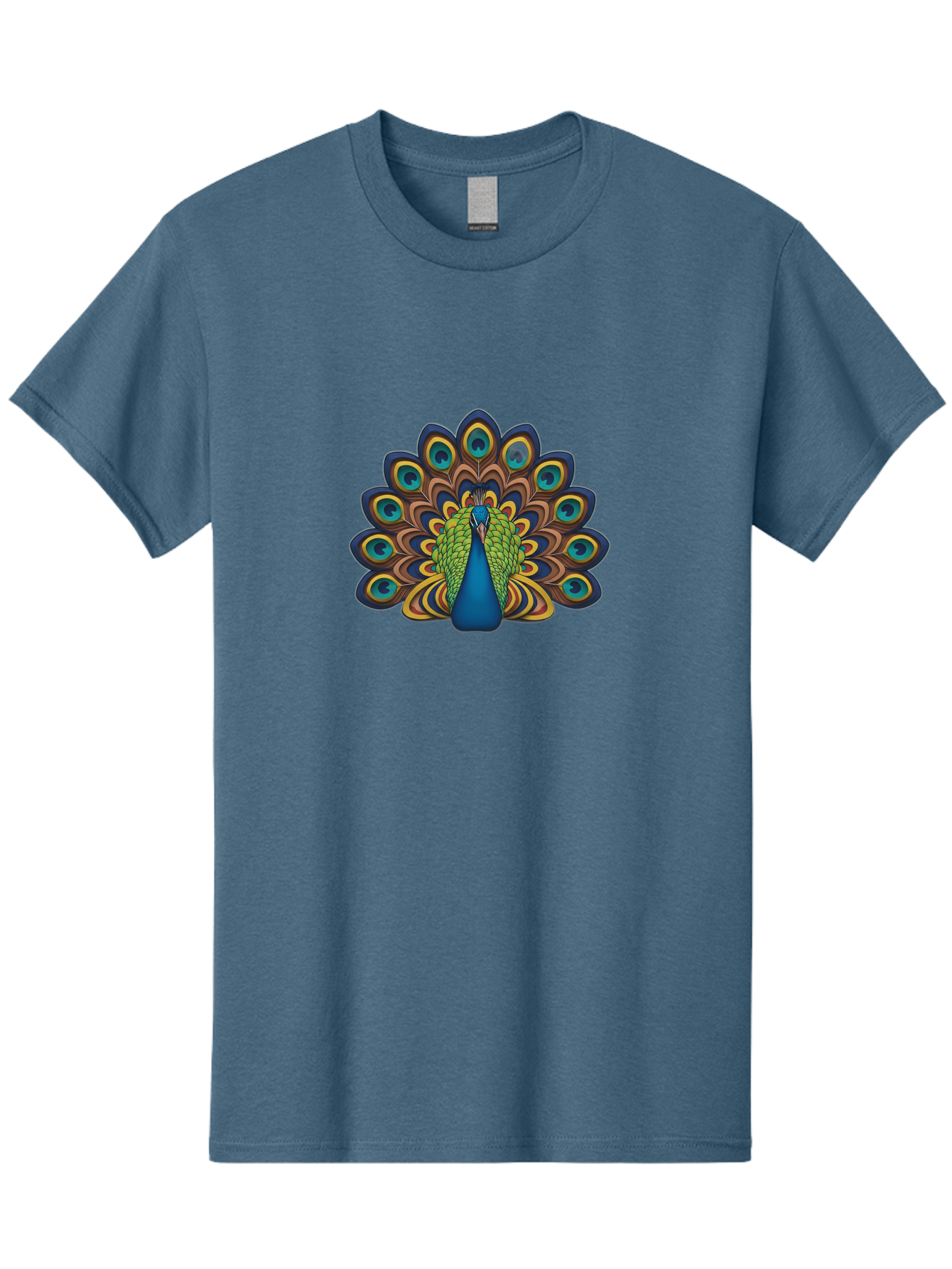 Peacock-Illustration Men'S Graphic Tee, 100% Cotton, Comfortable Casual Summer Wear, Machine Washable, Peacock With Vibrant Plumage, Colorful Feathers, Blue And Green Hues, Eye-Catching Patterns, Majestic Bird, Exotic Beauty, Ornate Tail, Bab128 13