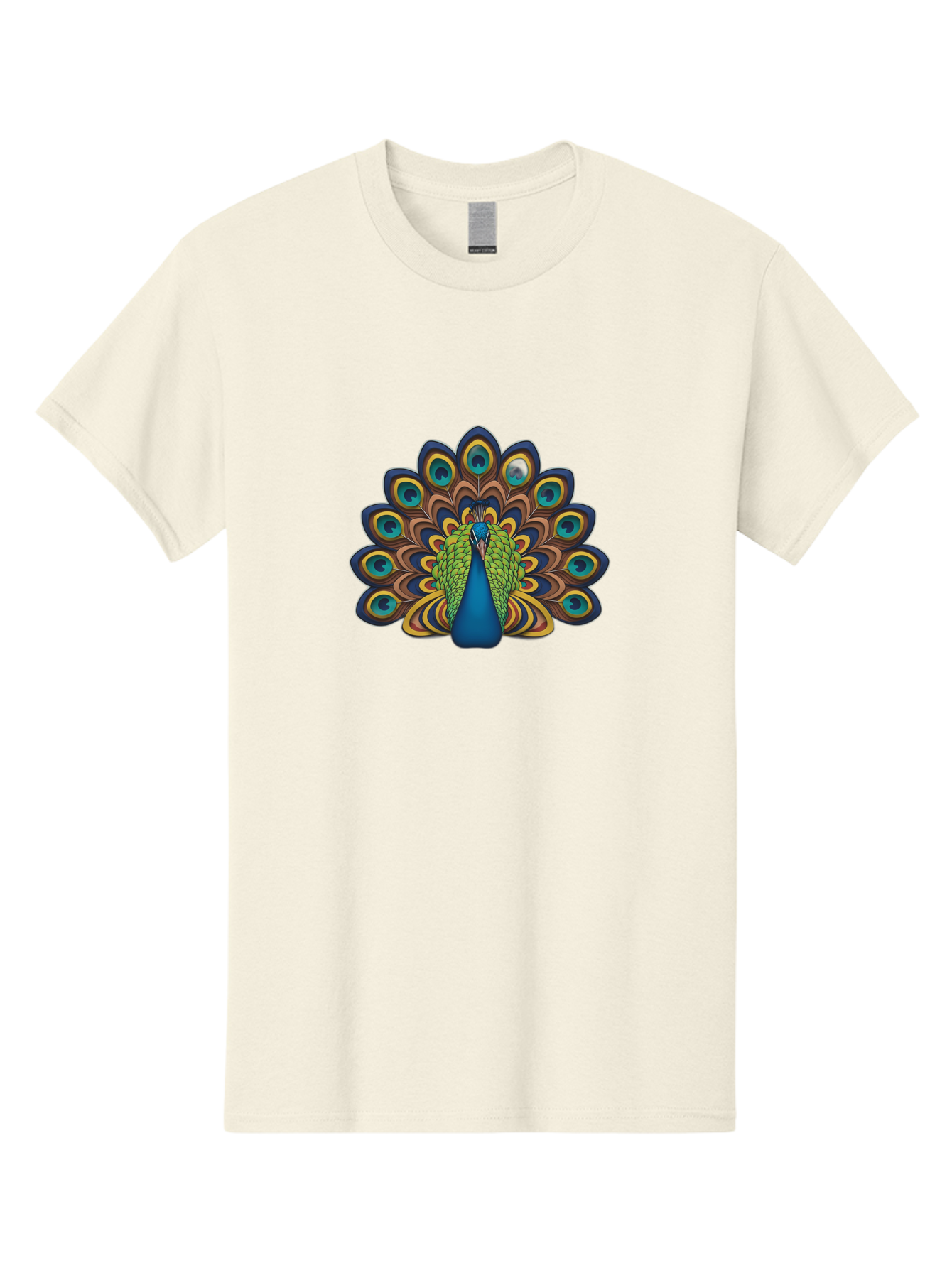 Peacock-Illustration Men'S Graphic Tee, 100% Cotton, Comfortable Casual Summer Wear, Machine Washable, Peacock With Vibrant Plumage, Colorful Feathers, Blue And Green Hues, Eye-Catching Patterns, Majestic Bird, Exotic Beauty, Ornate Tail, Bab128 5