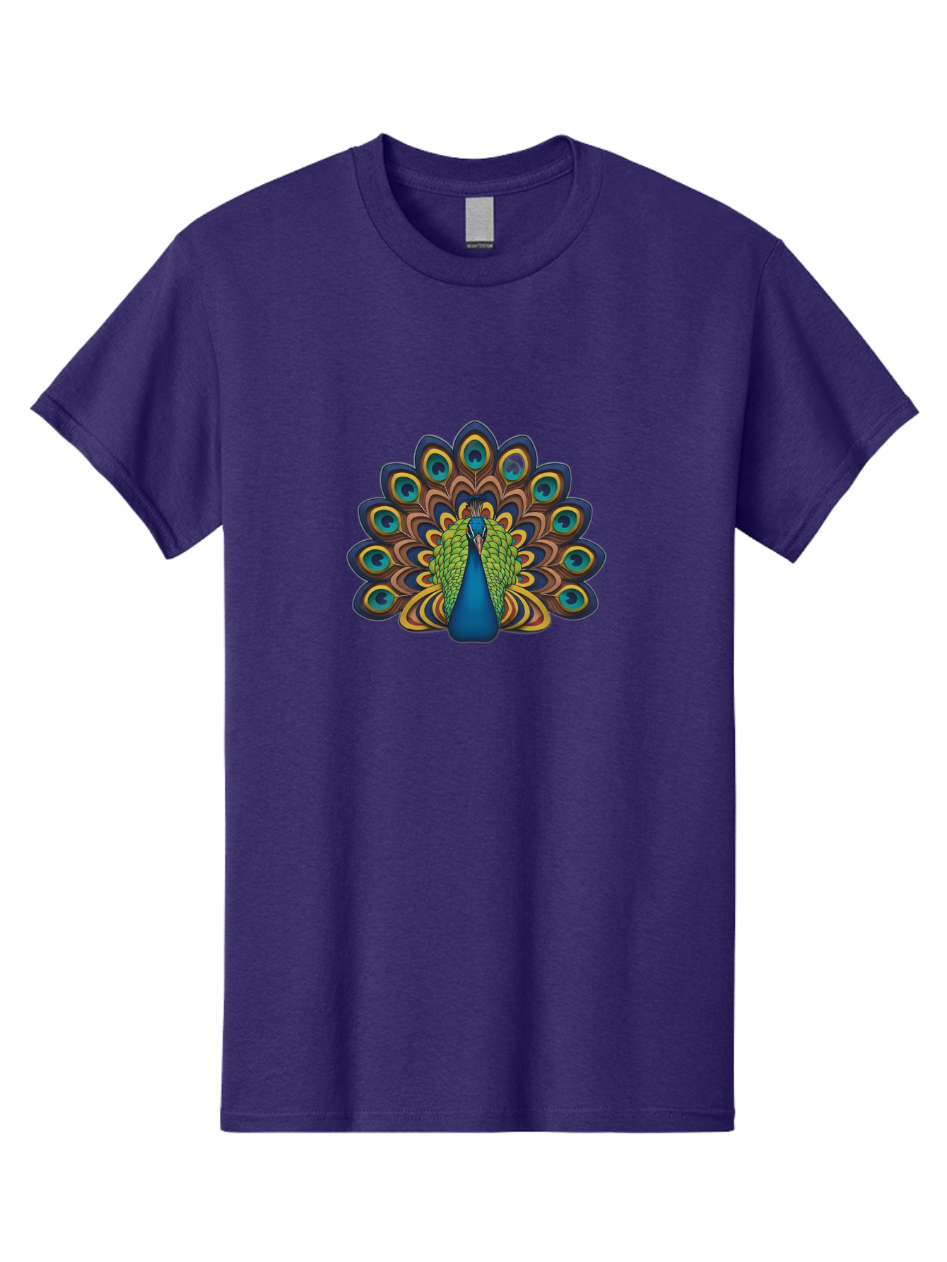Peacock-Illustration Men'S Graphic Tee, 100% Cotton, Comfortable Casual Summer Wear, Machine Washable, Peacock With Vibrant Plumage, Colorful Feathers, Blue And Green Hues, Eye-Catching Patterns, Majestic Bird, Exotic Beauty, Ornate Tail, Bab128 23