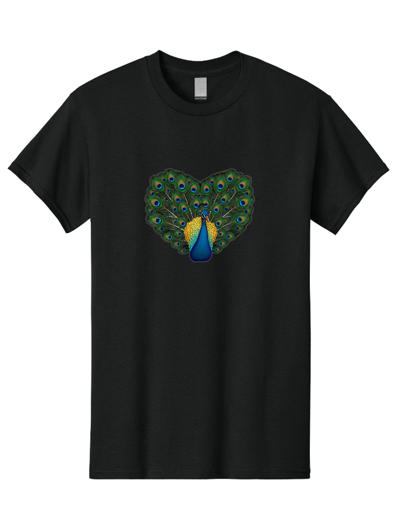 Peacock-Spreads-Tail Men'S Graphic Tee, 100% Cotton, Comfortable Casual Summer Wear, Machine Washable, Peacock Spreads Tail, Vibrant Feathers, Colorful Plumage, Blue And Gold, Eye-Catching Display, Majestic Bird, Ornate Patterns Bab130 27