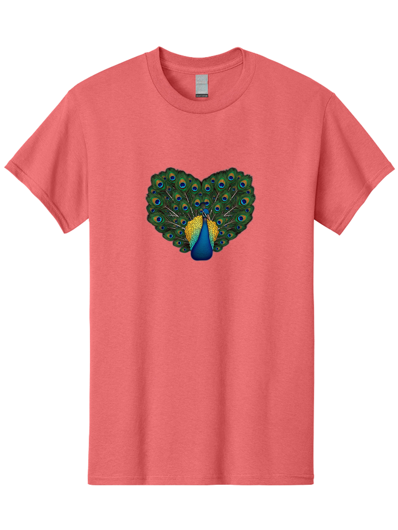Peacock-Spreads-Tail Men'S Graphic Tee, 100% Cotton, Comfortable Casual Summer Wear, Machine Washable, Peacock Spreads Tail, Vibrant Feathers, Colorful Plumage, Blue And Gold, Eye-Catching Display, Majestic Bird, Ornate Patterns Bab130 1