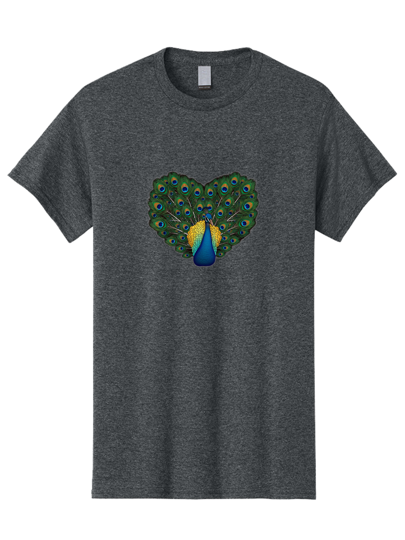Peacock-Spreads-Tail Men'S Graphic Tee, 100% Cotton, Comfortable Casual Summer Wear, Machine Washable, Peacock Spreads Tail, Vibrant Feathers, Colorful Plumage, Blue And Gold, Eye-Catching Display, Majestic Bird, Ornate Patterns Bab130 9