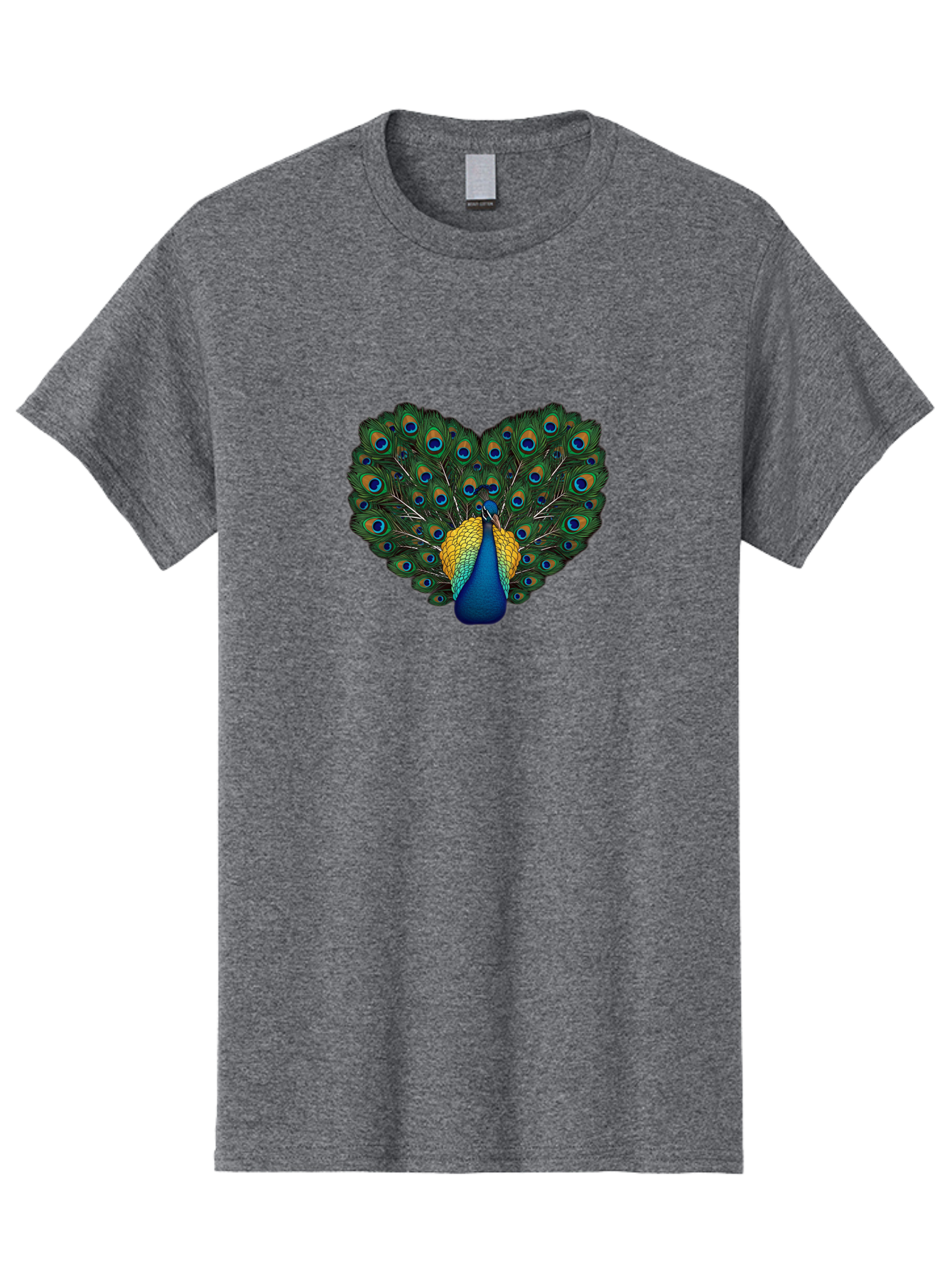 Peacock-Spreads-Tail Men'S Graphic Tee, 100% Cotton, Comfortable Casual Summer Wear, Machine Washable, Peacock Spreads Tail, Vibrant Feathers, Colorful Plumage, Blue And Gold, Eye-Catching Display, Majestic Bird, Ornate Patterns Bab130 11