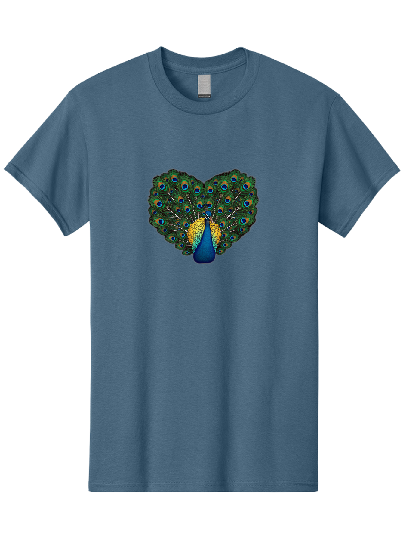 Peacock-Spreads-Tail Men'S Graphic Tee, 100% Cotton, Comfortable Casual Summer Wear, Machine Washable, Peacock Spreads Tail, Vibrant Feathers, Colorful Plumage, Blue And Gold, Eye-Catching Display, Majestic Bird, Ornate Patterns Bab130 13