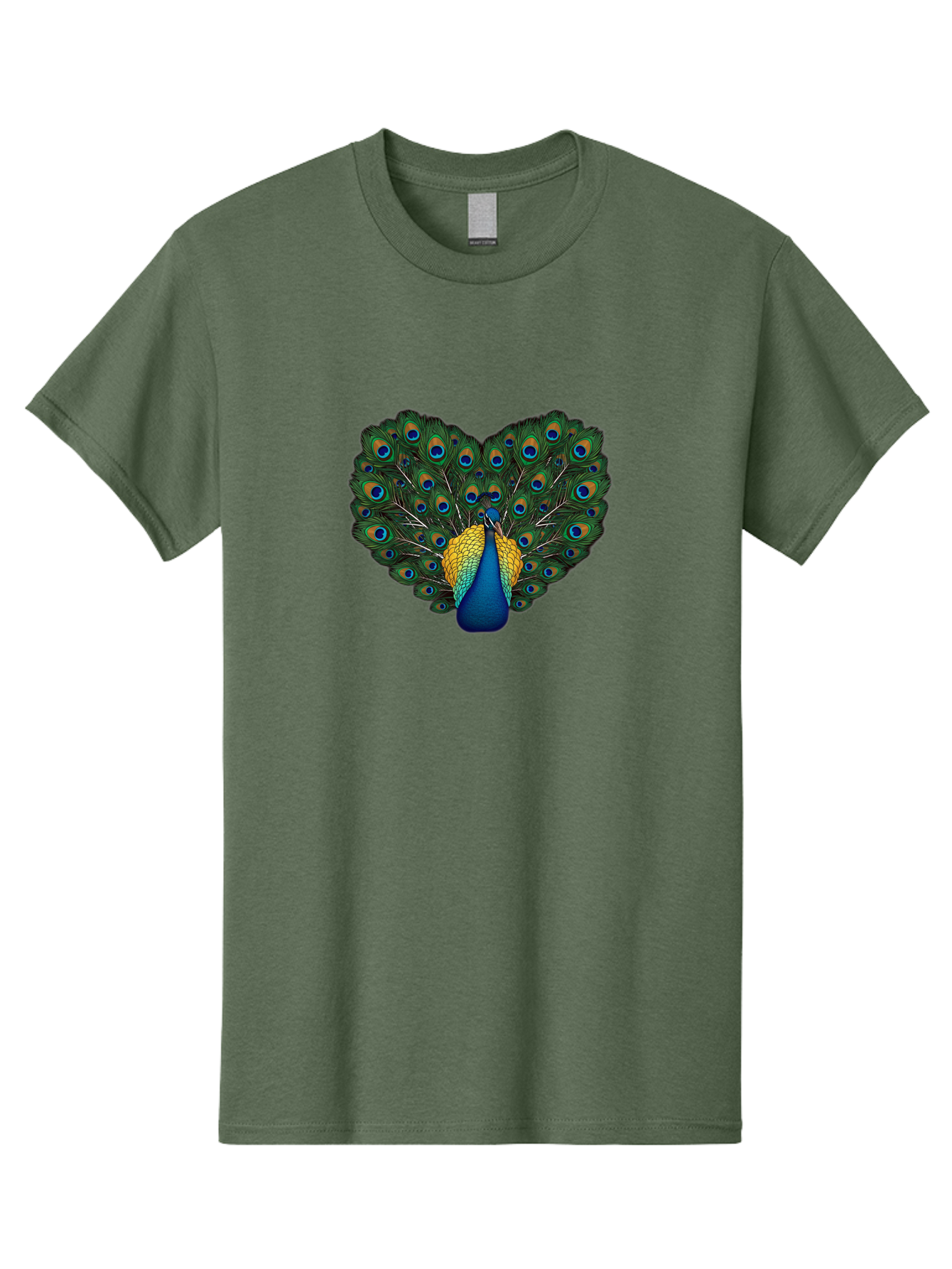Peacock-Spreads-Tail Men'S Graphic Tee, 100% Cotton, Comfortable Casual Summer Wear, Machine Washable, Peacock Spreads Tail, Vibrant Feathers, Colorful Plumage, Blue And Gold, Eye-Catching Display, Majestic Bird, Ornate Patterns Bab130 17