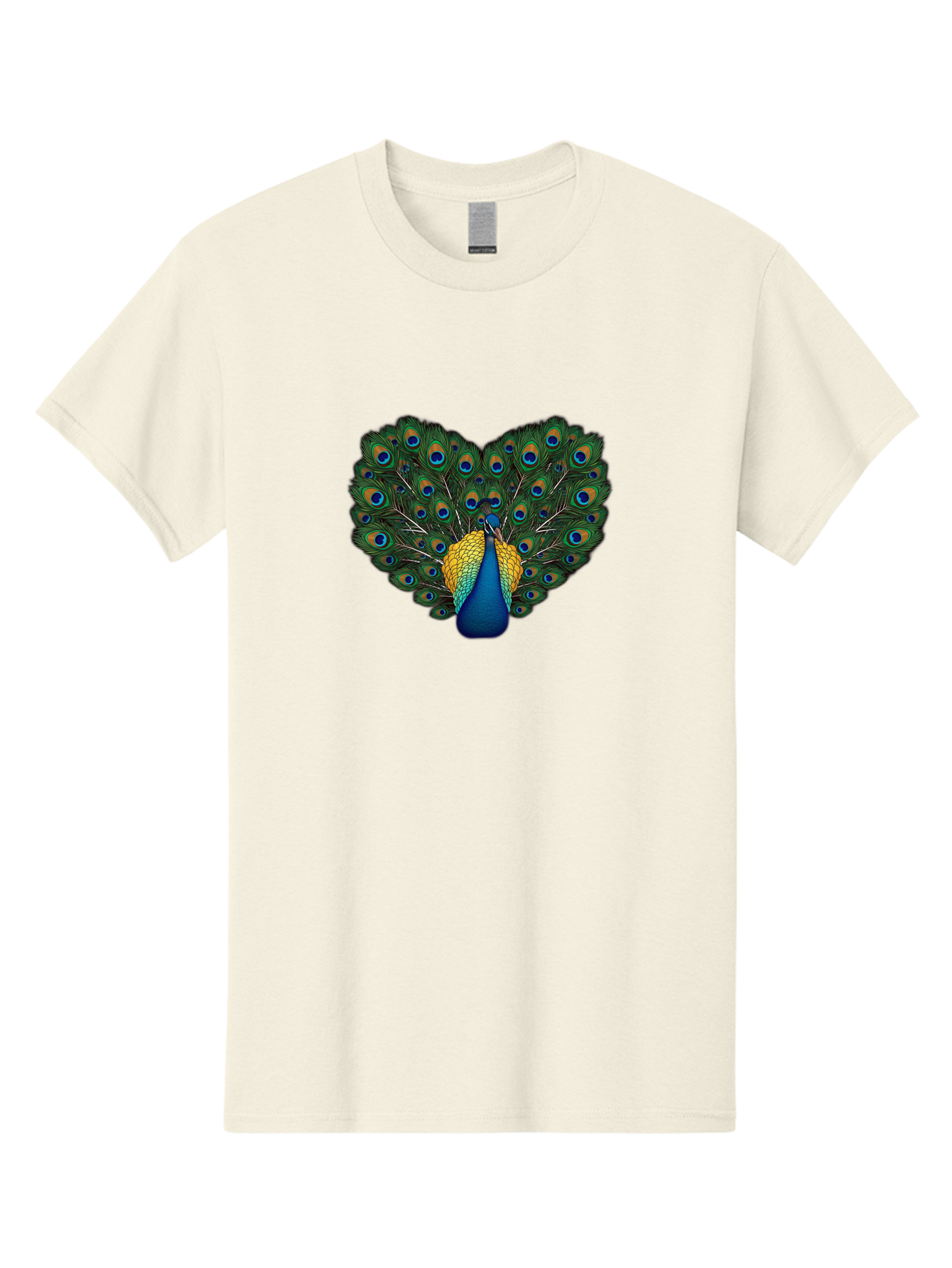 Peacock-Spreads-Tail Men'S Graphic Tee, 100% Cotton, Comfortable Casual Summer Wear, Machine Washable, Peacock Spreads Tail, Vibrant Feathers, Colorful Plumage, Blue And Gold, Eye-Catching Display, Majestic Bird, Ornate Patterns Bab130 5