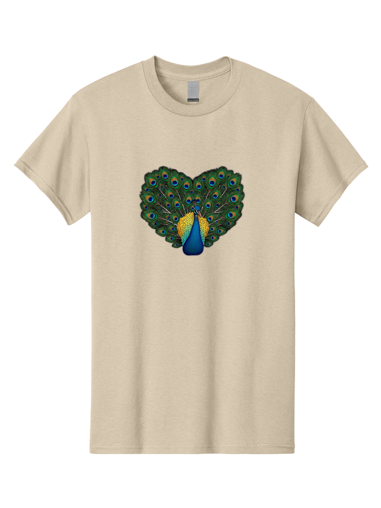 Peacock-Spreads-Tail Men'S Graphic Tee, 100% Cotton, Comfortable Casual Summer Wear, Machine Washable, Peacock Spreads Tail, Vibrant Feathers, Colorful Plumage, Blue And Gold, Eye-Catching Display, Majestic Bird, Ornate Patterns Bab130 3