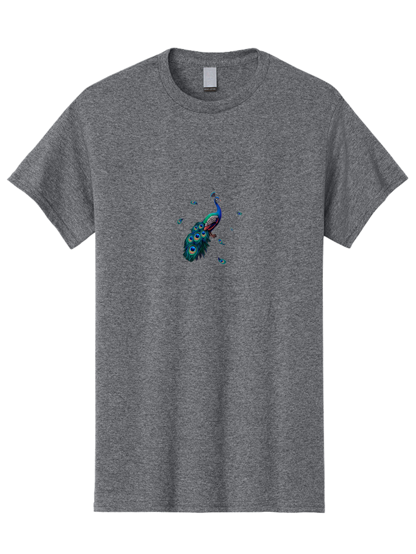 Peacock-With-Falling-Feathers Men'S Graphic Tee, 100% Cotton, Comfortable Casual Summer Wear, Machine Washable, Peacock, Blue Feathers, Vibrant Plumage, Colorful Bird, Majestic Creature, Eye-Catching Display, Blue And Black Feathers, Bab135 11