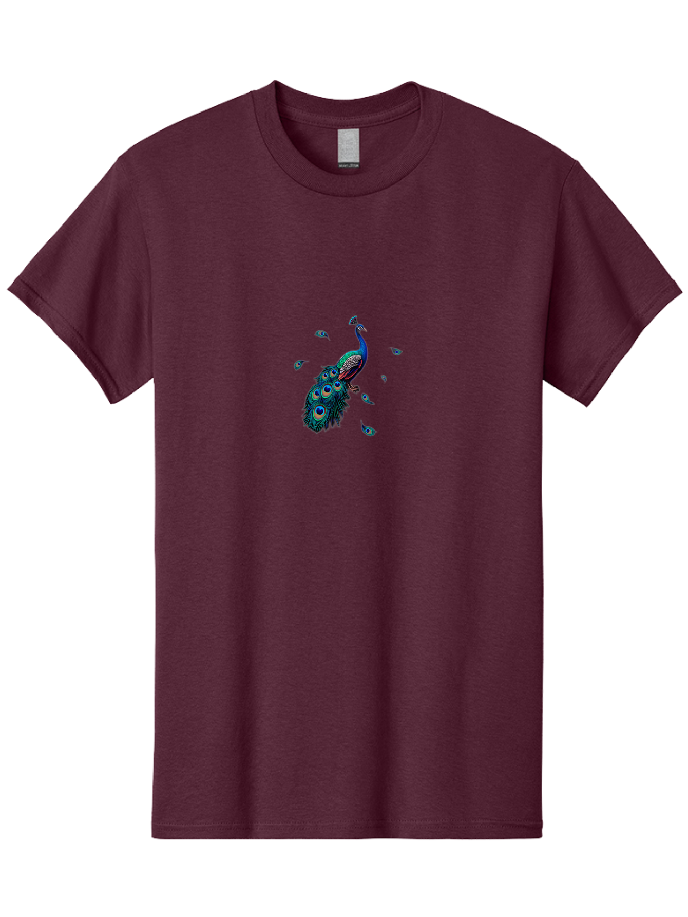 Peacock-With-Falling-Feathers Men'S Graphic Tee, 100% Cotton, Comfortable Casual Summer Wear, Machine Washable, Peacock, Blue Feathers, Vibrant Plumage, Colorful Bird, Majestic Creature, Eye-Catching Display, Blue And Black Feathers, Bab135 15