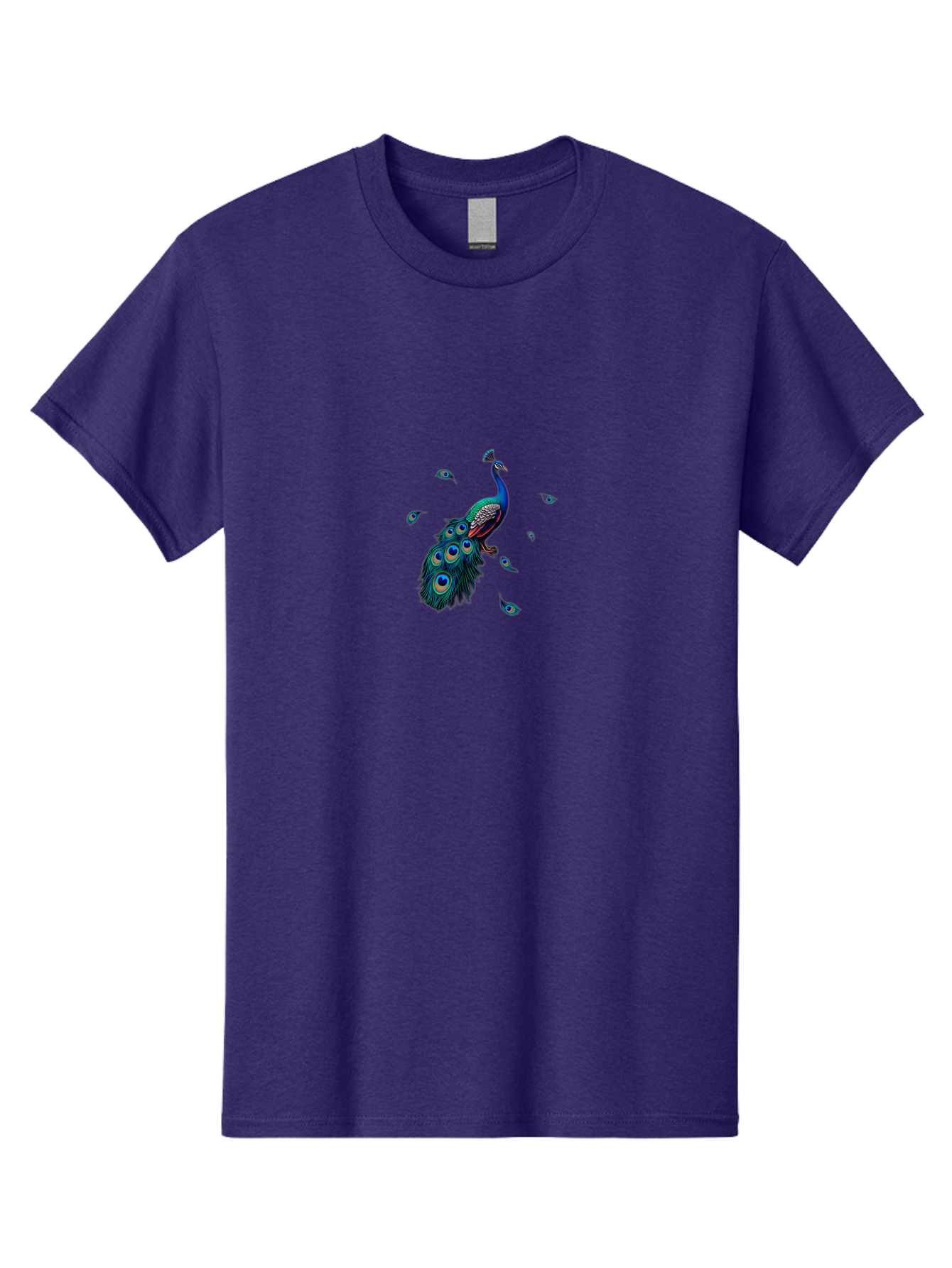 Peacock-With-Falling-Feathers Men'S Graphic Tee, 100% Cotton, Comfortable Casual Summer Wear, Machine Washable, Peacock, Blue Feathers, Vibrant Plumage, Colorful Bird, Majestic Creature, Eye-Catching Display, Blue And Black Feathers, Bab135 23