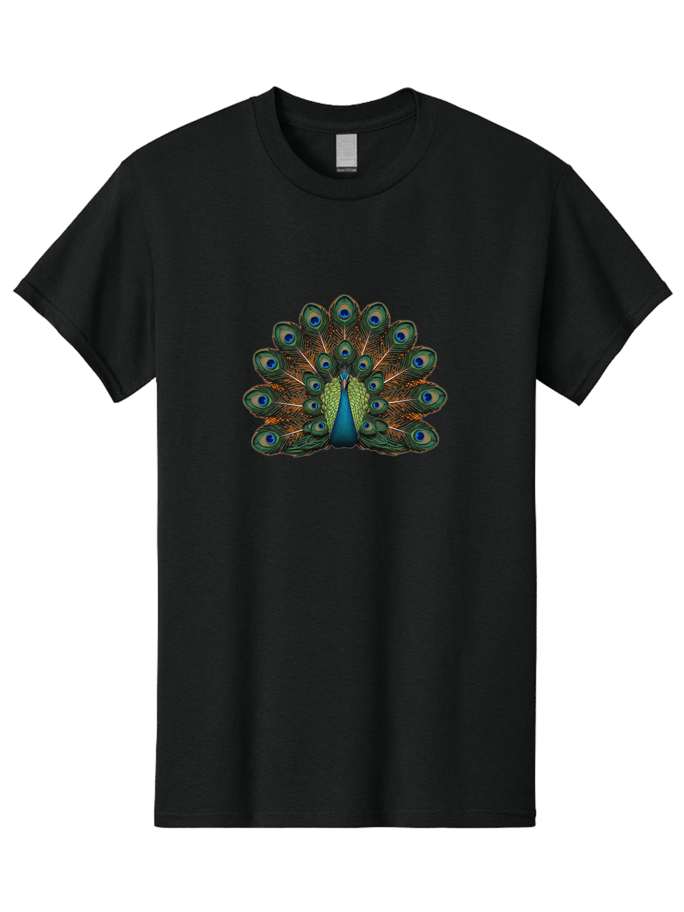 Peacock-With-Tail-Feathers-Spread Men'S Graphic Tee, 100% Cotton, Comfortable Casual Summer Wear, Machine Washable, Peacock, Vibrant Feathers, Blue Eyespots, Green And Gold Plumage, Majestic Bird, Exotic Beauty, Colorful Display, Ornate Tail Bab137 27