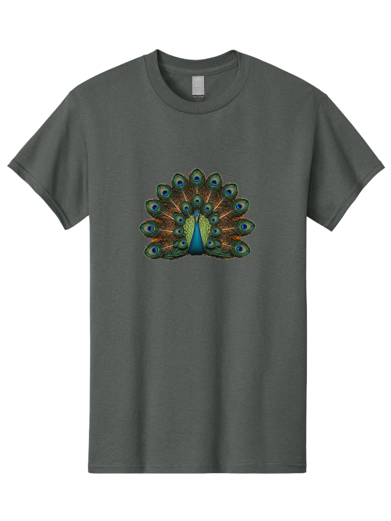 Peacock-With-Tail-Feathers-Spread Men'S Graphic Tee, 100% Cotton, Comfortable Casual Summer Wear, Machine Washable, Peacock, Vibrant Feathers, Blue Eyespots, Green And Gold Plumage, Majestic Bird, Exotic Beauty, Colorful Display, Ornate Tail Bab137 19