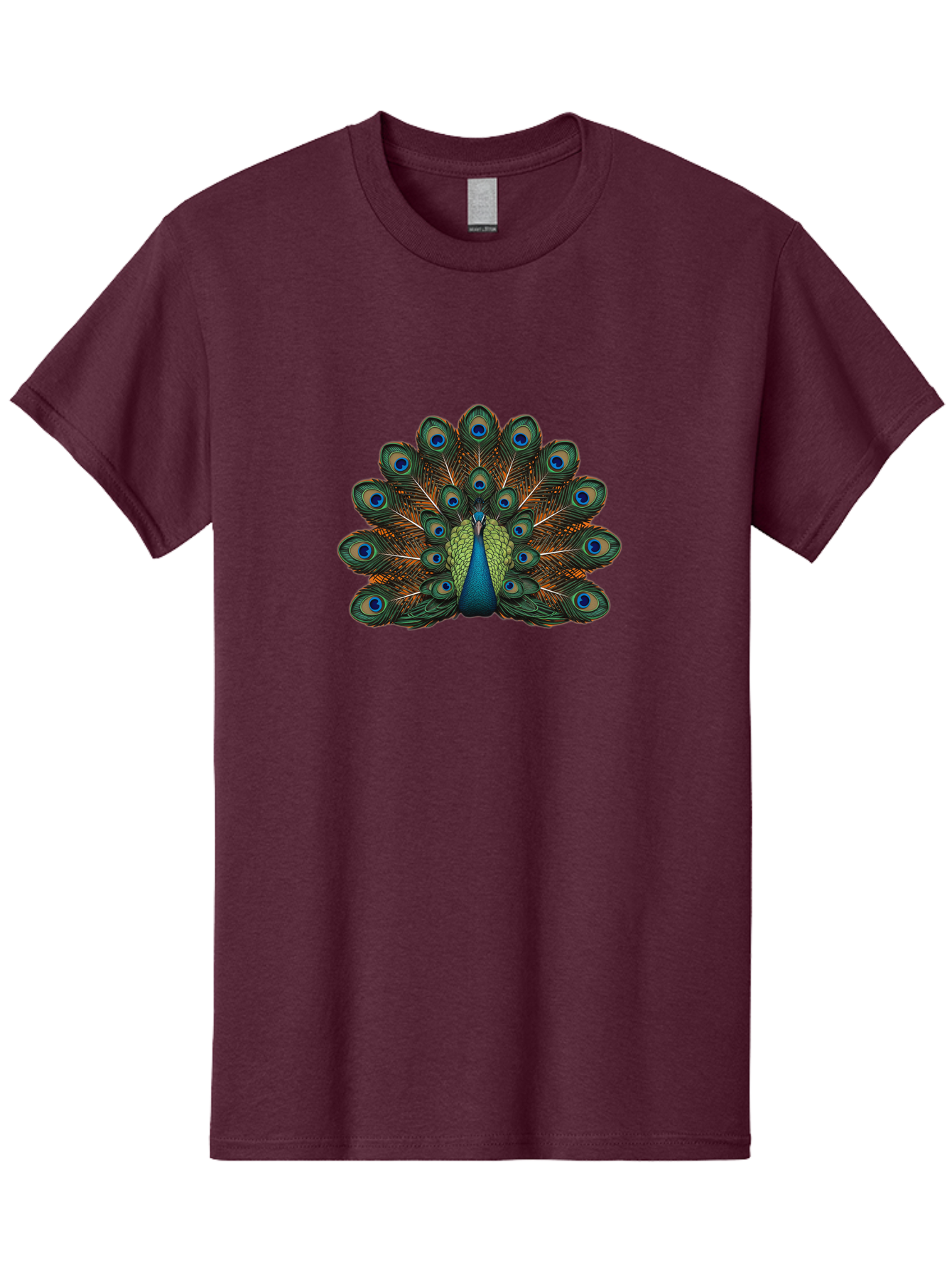 Peacock-With-Tail-Feathers-Spread Men'S Graphic Tee, 100% Cotton, Comfortable Casual Summer Wear, Machine Washable, Peacock, Vibrant Feathers, Blue Eyespots, Green And Gold Plumage, Majestic Bird, Exotic Beauty, Colorful Display, Ornate Tail Bab137 15