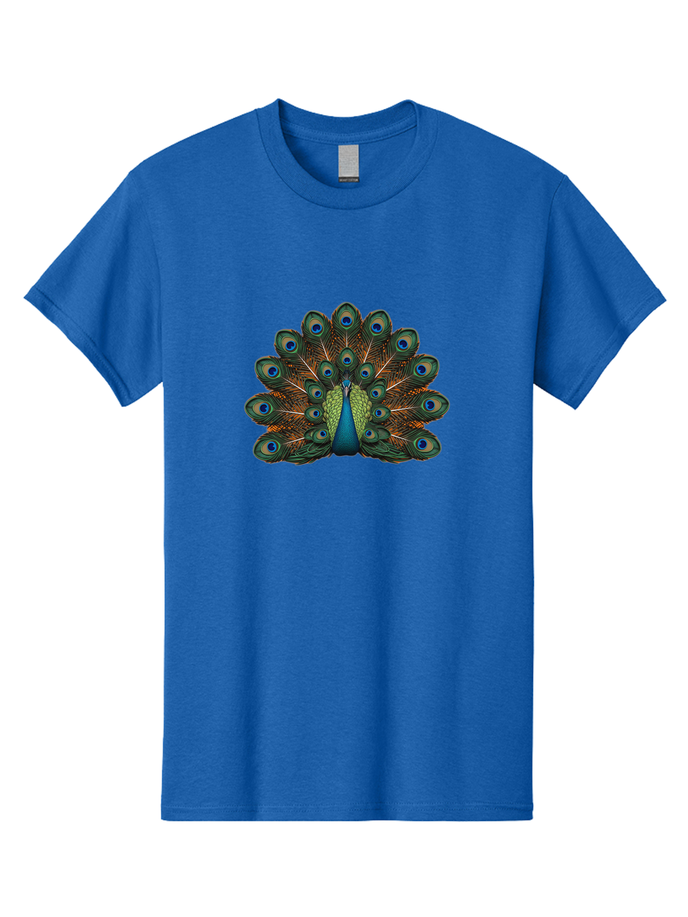 Peacock-With-Tail-Feathers-Spread Men'S Graphic Tee, 100% Cotton, Comfortable Casual Summer Wear, Machine Washable, Peacock, Vibrant Feathers, Blue Eyespots, Green And Gold Plumage, Majestic Bird, Exotic Beauty, Colorful Display, Ornate Tail Bab137 29
