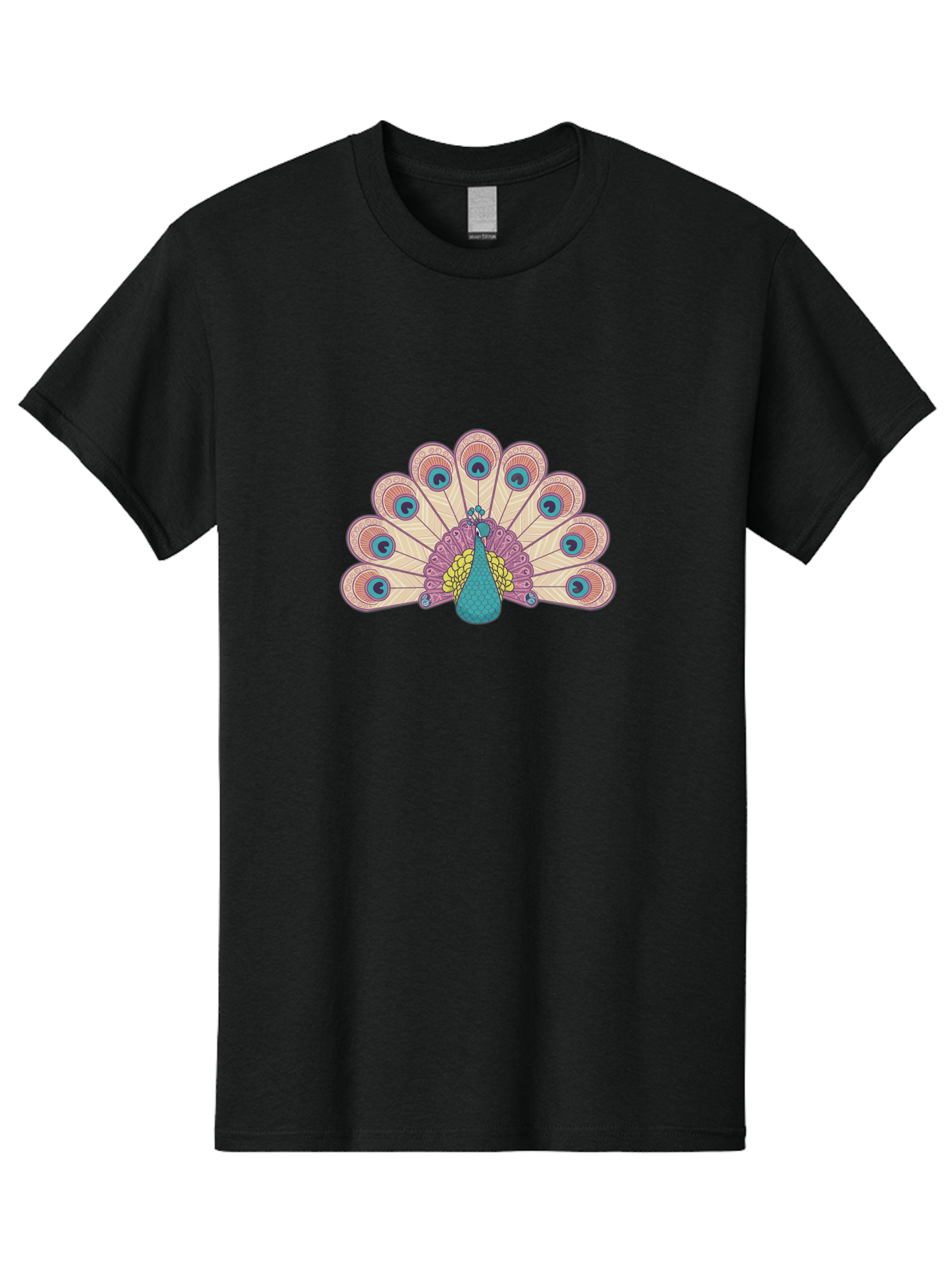 Peacock Men'S Graphic Tee, 100% Cotton, Comfortable Casual Summer Wear, Machine Washable, Peacock Bird, Vibrant Plumage, Colorful Feathers, Intricate Patterns, Majestic Display, Pink, Blue, Yellow Hues, Elegant Bird, Ornate Tail Bab138 27