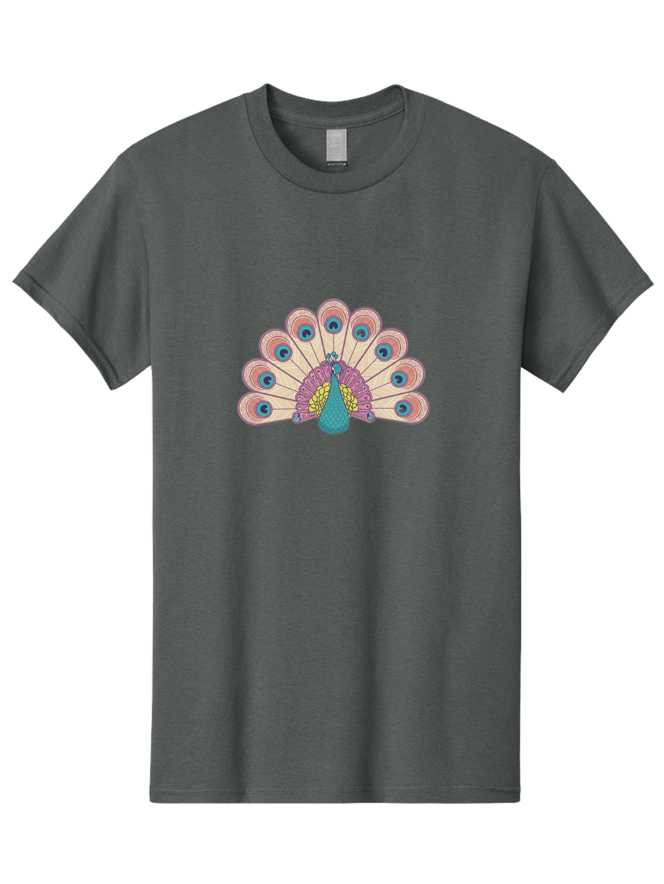 Peacock Men'S Graphic Tee, 100% Cotton, Comfortable Casual Summer Wear, Machine Washable, Peacock Bird, Vibrant Plumage, Colorful Feathers, Intricate Patterns, Majestic Display, Pink, Blue, Yellow Hues, Elegant Bird, Ornate Tail Bab138 19