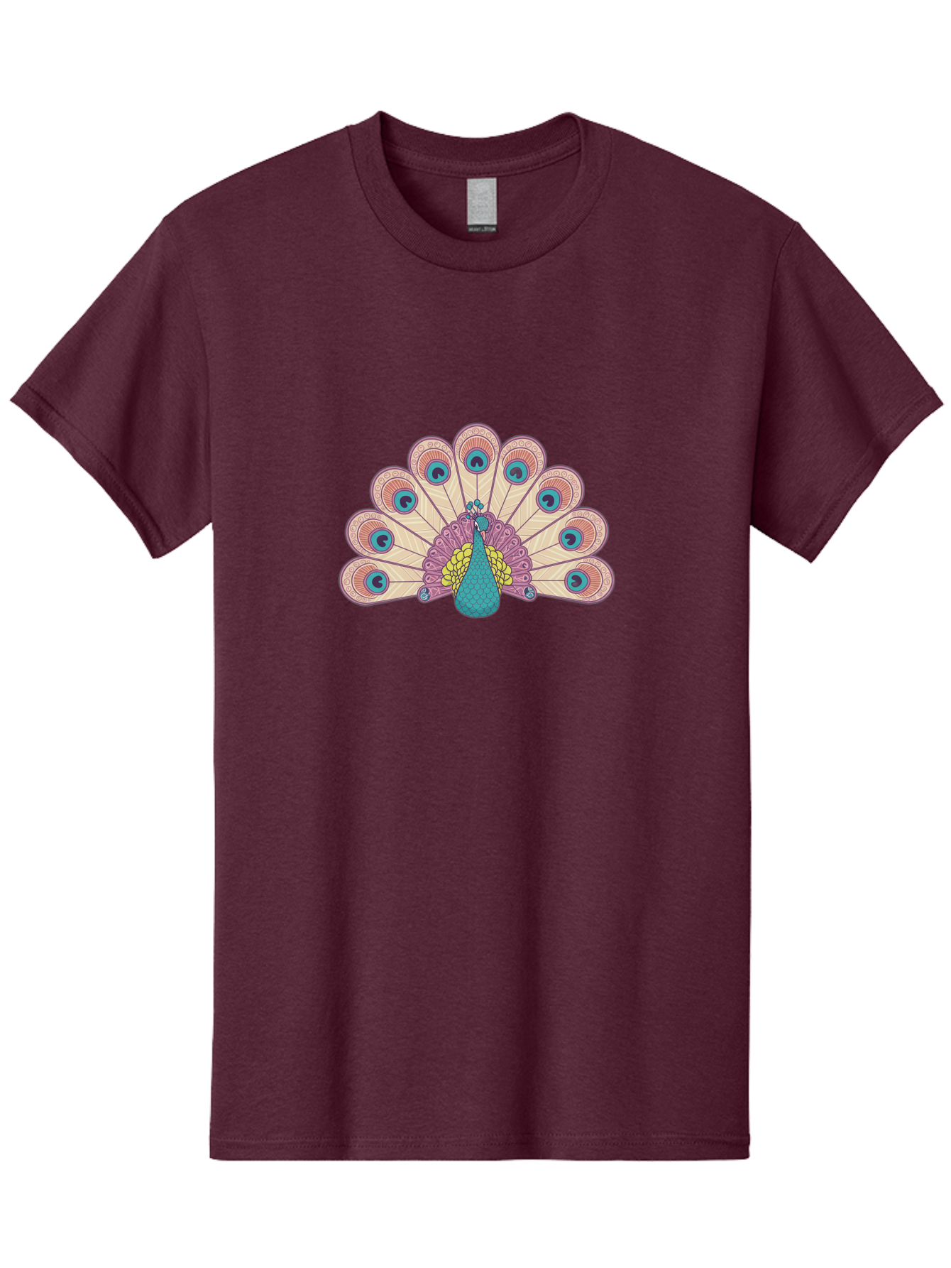 Peacock Men'S Graphic Tee, 100% Cotton, Comfortable Casual Summer Wear, Machine Washable, Peacock Bird, Vibrant Plumage, Colorful Feathers, Intricate Patterns, Majestic Display, Pink, Blue, Yellow Hues, Elegant Bird, Ornate Tail Bab138 15
