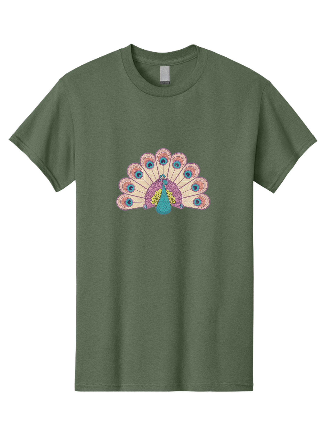 Peacock Men'S Graphic Tee, 100% Cotton, Comfortable Casual Summer Wear, Machine Washable, Peacock Bird, Vibrant Plumage, Colorful Feathers, Intricate Patterns, Majestic Display, Pink, Blue, Yellow Hues, Elegant Bird, Ornate Tail Bab138 17