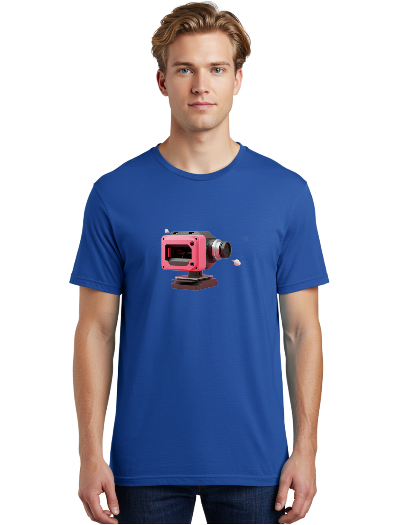 Pink-3D-Camera Men'S Graphic Tee, 100% Cotton, Comfortable Casual Summer Wear, Machine Washable, Pink Camera, Photography Equipment, Camera Lens, Modern Technology, Futuristic Design, Digital Photography, Studio Equipment, 3D Camera Bab141 30