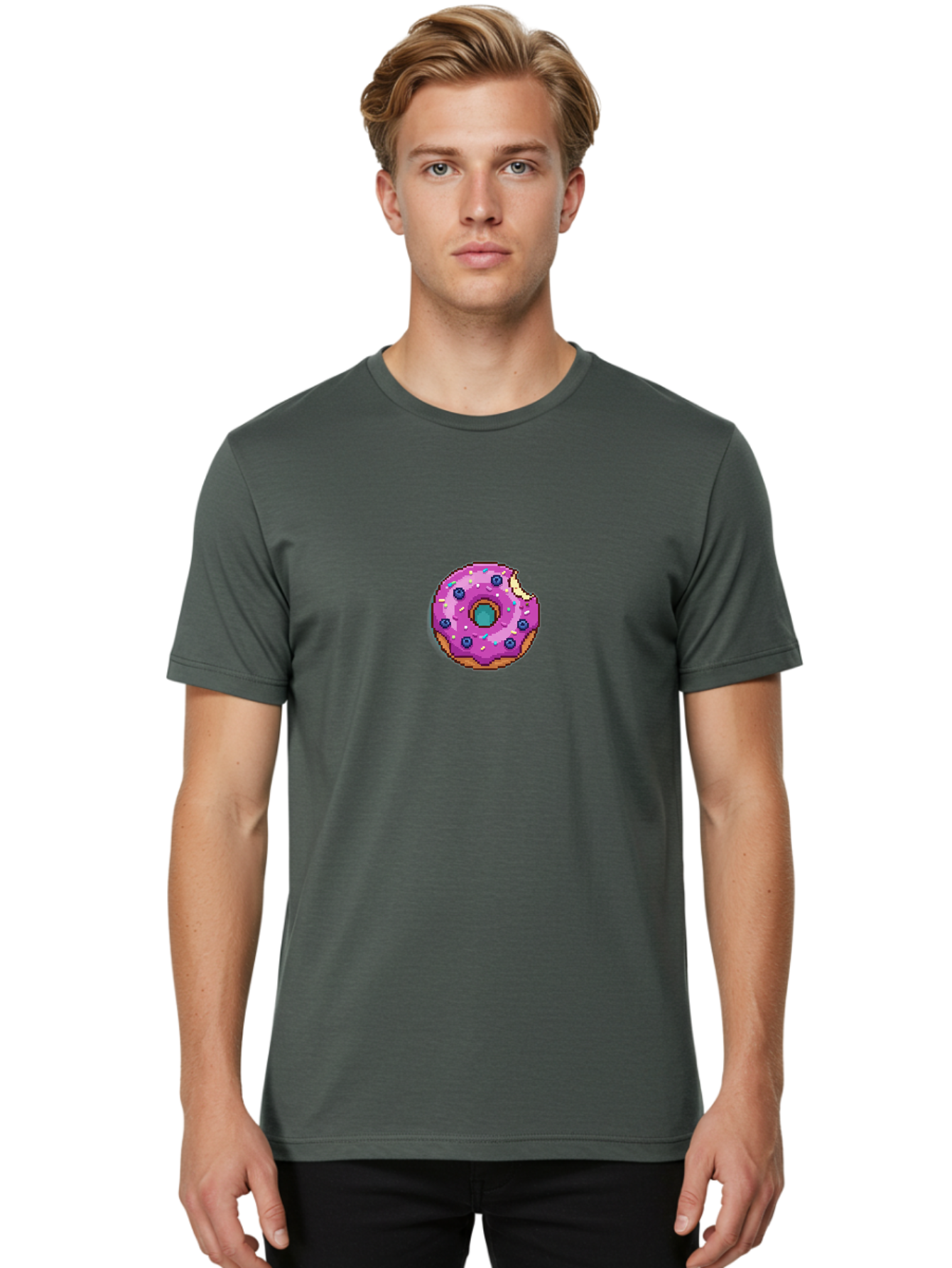 Pink-Donut-5 Men'S Graphic Tee, 100% Cotton, Comfortable Casual Summer Wear, Machine Washable, Frosted Donut, Sweet Treat, Purple Frosting, Colorful Sprinkles, Donut With A Bite, Tasty Dessert, Baked Goods, Donut Lover, Indulgent Snack Bab152 20