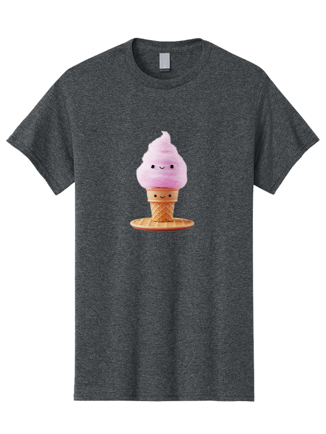 Pink-Ice-Cream-2 Men'S Graphic Tee, 100% Cotton, Comfortable Casual Summer Wear, Machine Washable, Pink Ice Cream, Soft Serve Ice Cream, Happy Face, Kawaii Design, Cute Dessert, Ice Cream Cone, Sweet Treat, Cartoon Character Bab169 9