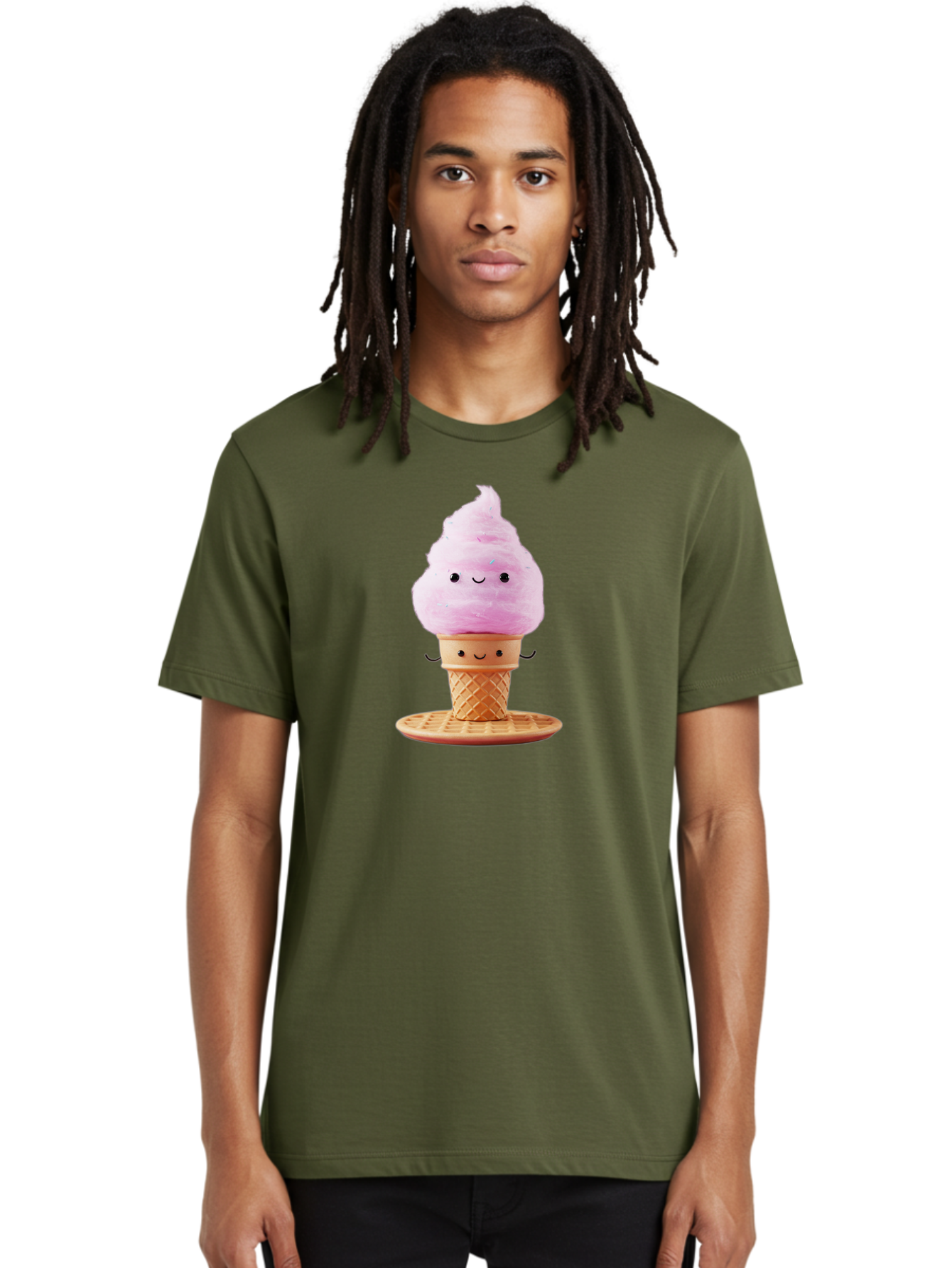 Pink-Ice-Cream-2 Men'S Graphic Tee, 100% Cotton, Comfortable Casual Summer Wear, Machine Washable, Pink Ice Cream, Soft Serve Ice Cream, Happy Face, Kawaii Design, Cute Dessert, Ice Cream Cone, Sweet Treat, Cartoon Character Bab169 18