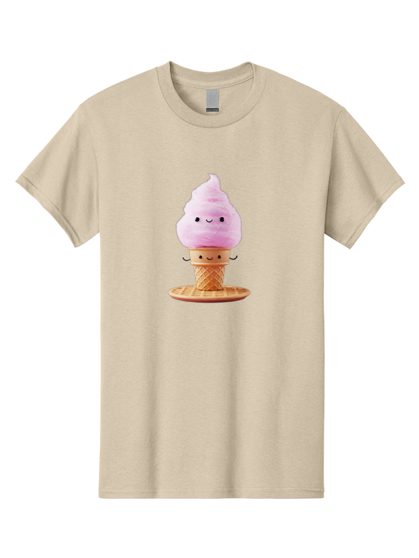 Pink-Ice-Cream-2 Men'S Graphic Tee, 100% Cotton, Comfortable Casual Summer Wear, Machine Washable, Pink Ice Cream, Soft Serve Ice Cream, Happy Face, Kawaii Design, Cute Dessert, Ice Cream Cone, Sweet Treat, Cartoon Character Bab169 3