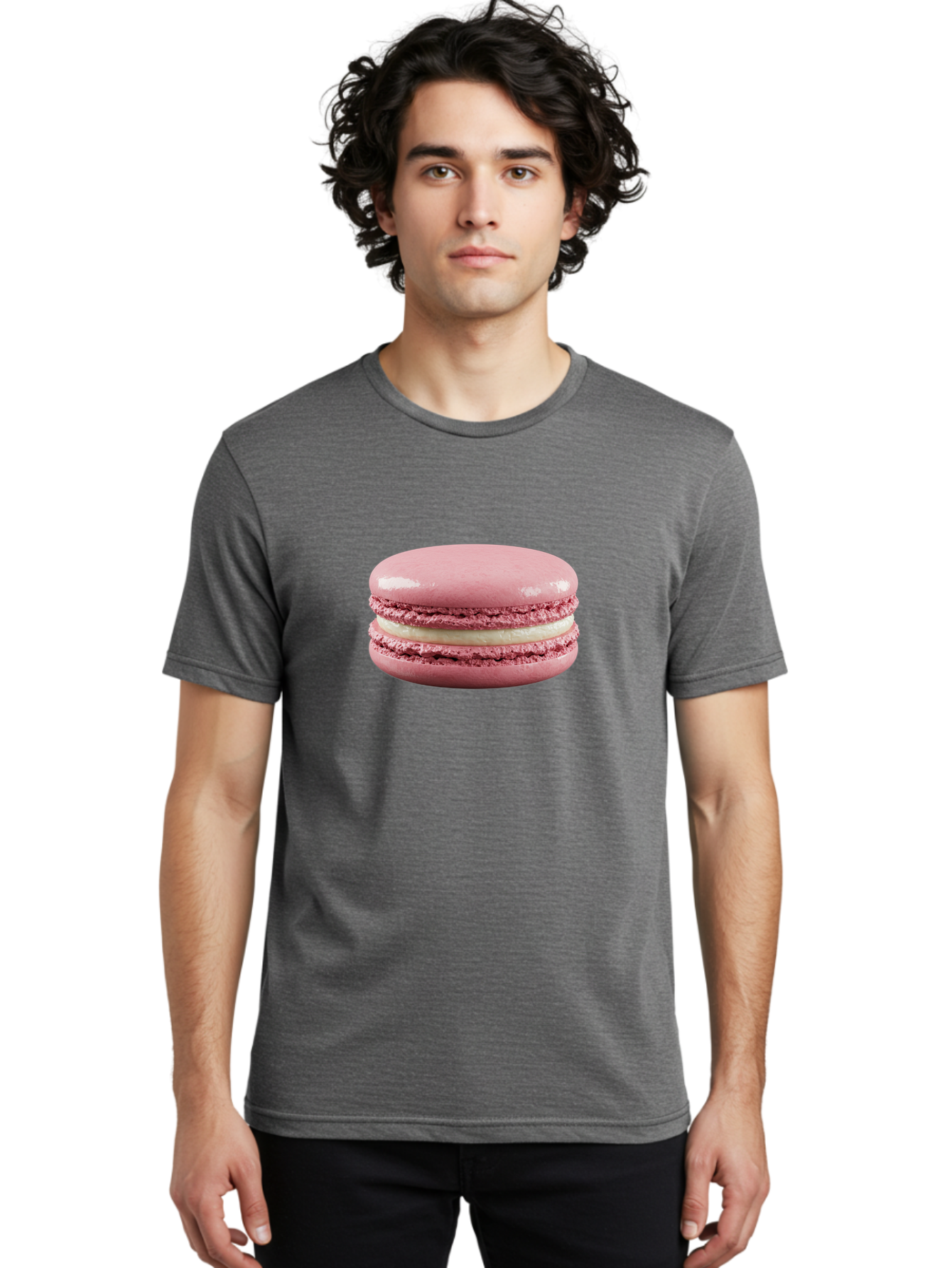 Pink-Macaron-5 Men'S Graphic Tee, 100% Cotton, Comfortable Casual Summer Wear, Machine Washable, Pink Macaron, French Dessert, Creamy Filling, Meringue-Based Cookie, Sweet Treat, Pastel Color, Delicate Texture, Gourmet Pastry Bab177 12