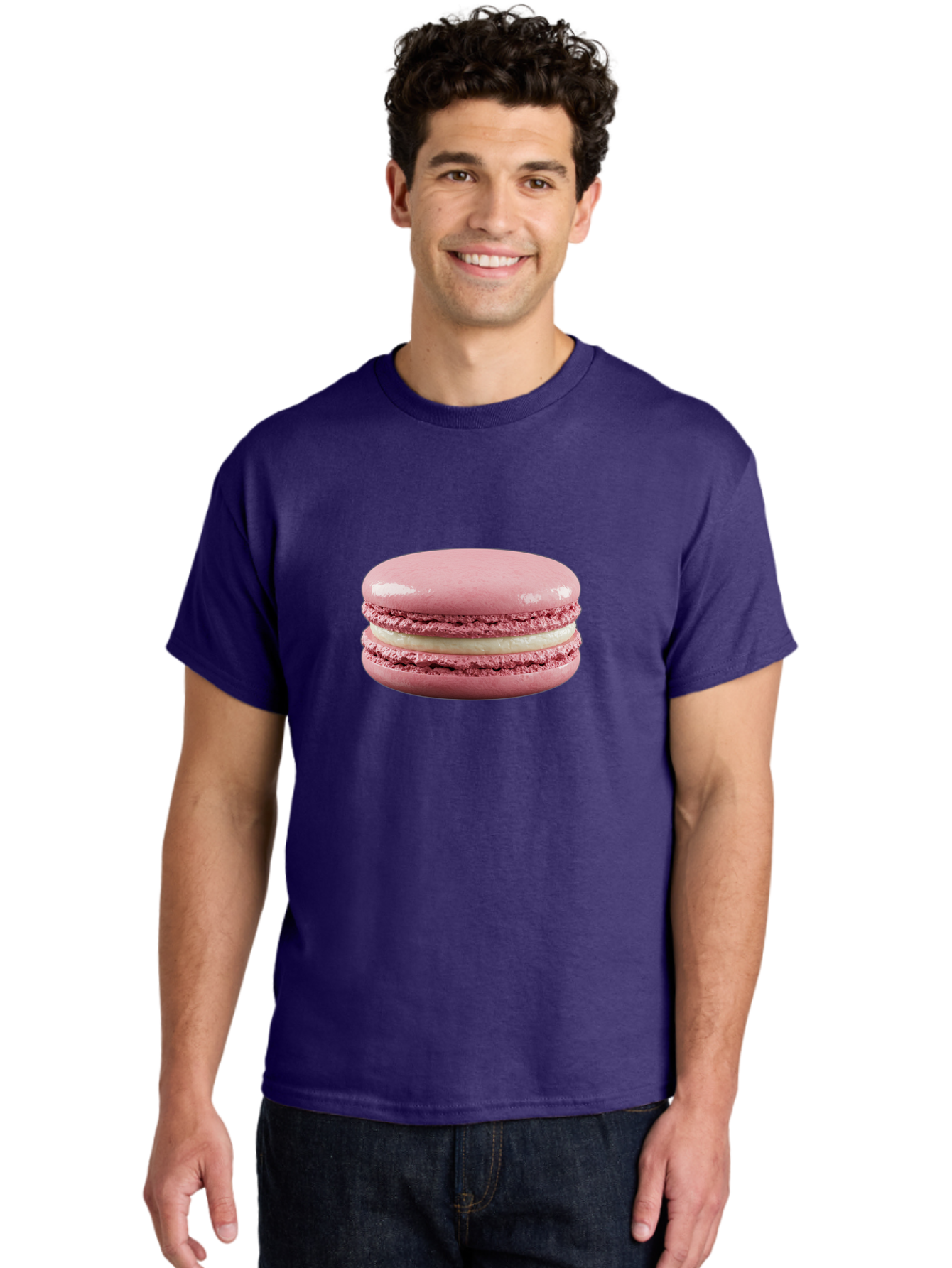 Pink-Macaron-5 Men'S Graphic Tee, 100% Cotton, Comfortable Casual Summer Wear, Machine Washable, Pink Macaron, French Dessert, Creamy Filling, Meringue-Based Cookie, Sweet Treat, Pastel Color, Delicate Texture, Gourmet Pastry Bab177 24