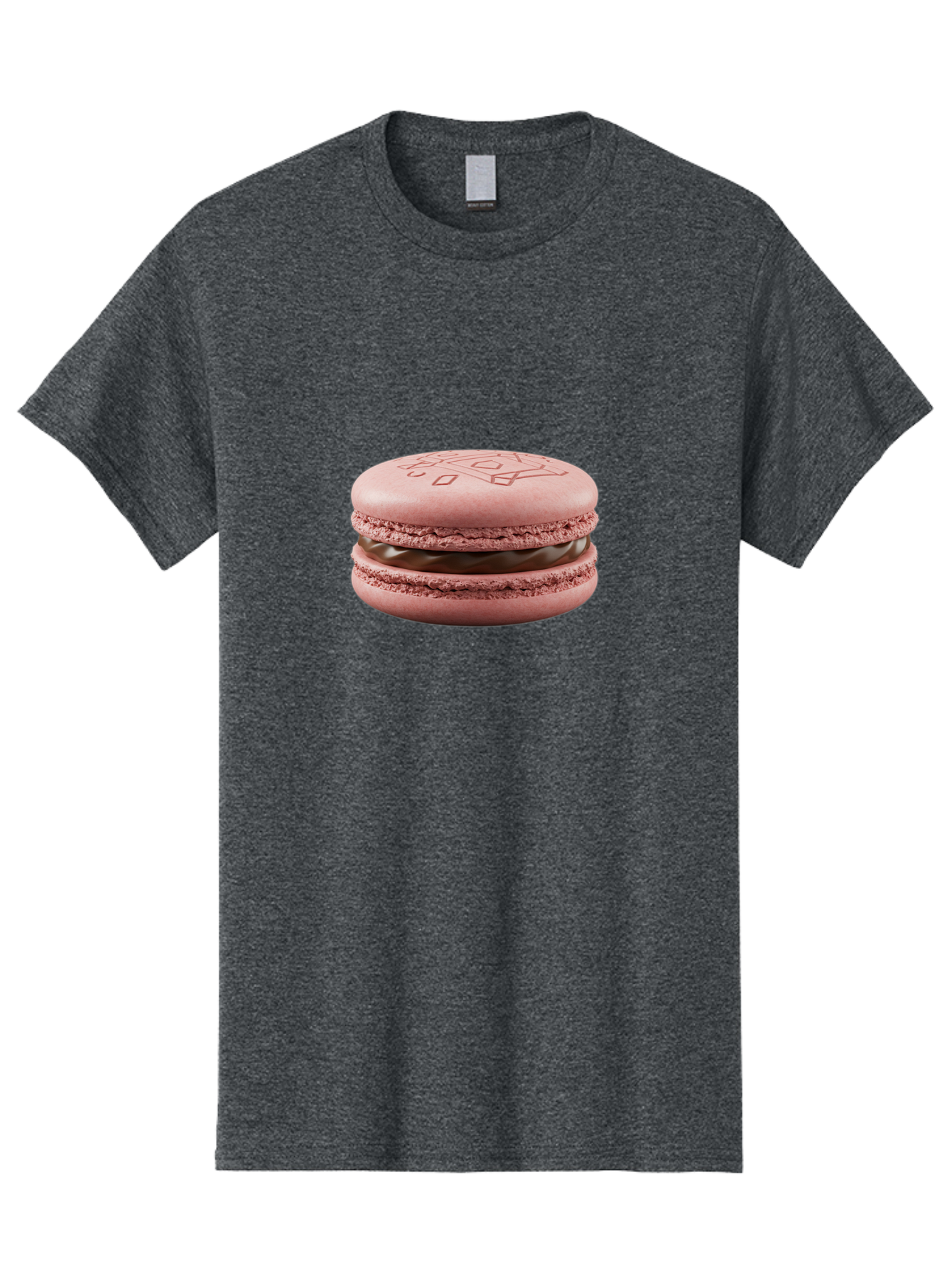 Pink-Macaron-With-Chocolate-Filling Men'S Graphic Tee, 100% Cotton, Comfortable Casual Summer Wear, Machine Washable, Pink Macaron, Chocolate Filling, Love Design, French Dessert, Sweet Treat, Delicate Meringue, Chocolate Ganache, Baked Goods Bab182 9