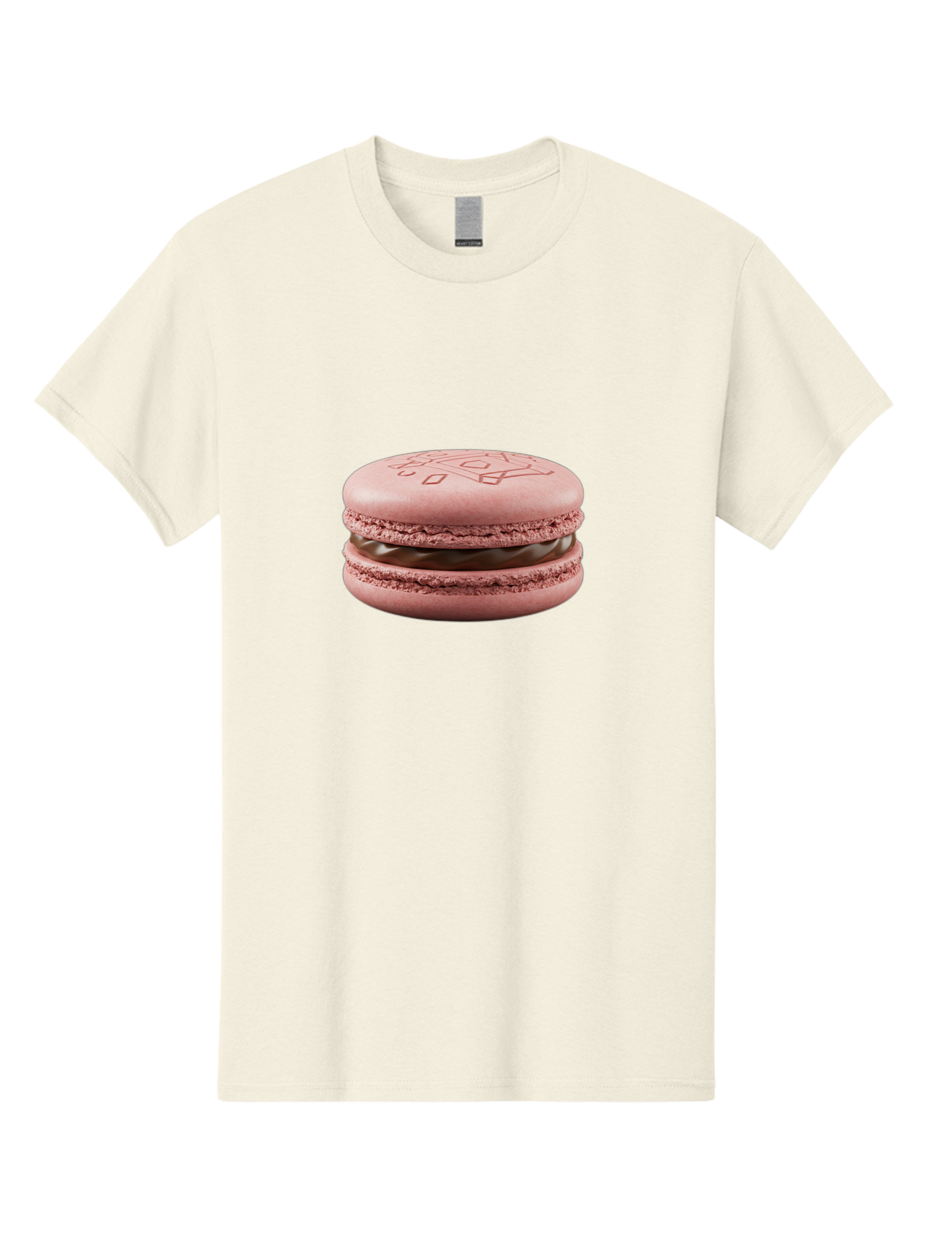 Pink-Macaron-With-Chocolate-Filling Men'S Graphic Tee, 100% Cotton, Comfortable Casual Summer Wear, Machine Washable, Pink Macaron, Chocolate Filling, Love Design, French Dessert, Sweet Treat, Delicate Meringue, Chocolate Ganache, Baked Goods Bab182 5