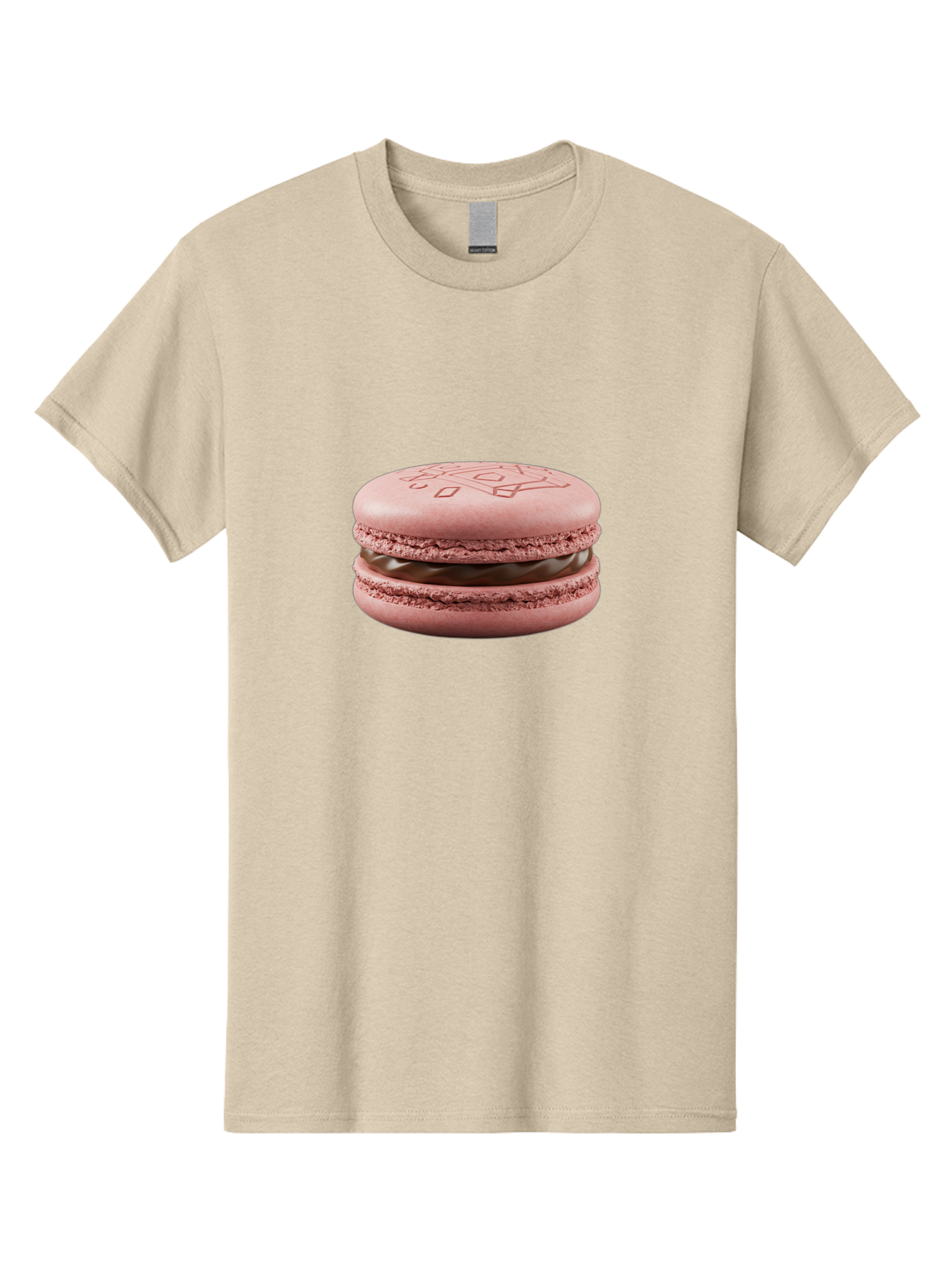 Pink-Macaron-With-Chocolate-Filling Men'S Graphic Tee, 100% Cotton, Comfortable Casual Summer Wear, Machine Washable, Pink Macaron, Chocolate Filling, Love Design, French Dessert, Sweet Treat, Delicate Meringue, Chocolate Ganache, Baked Goods Bab182 3