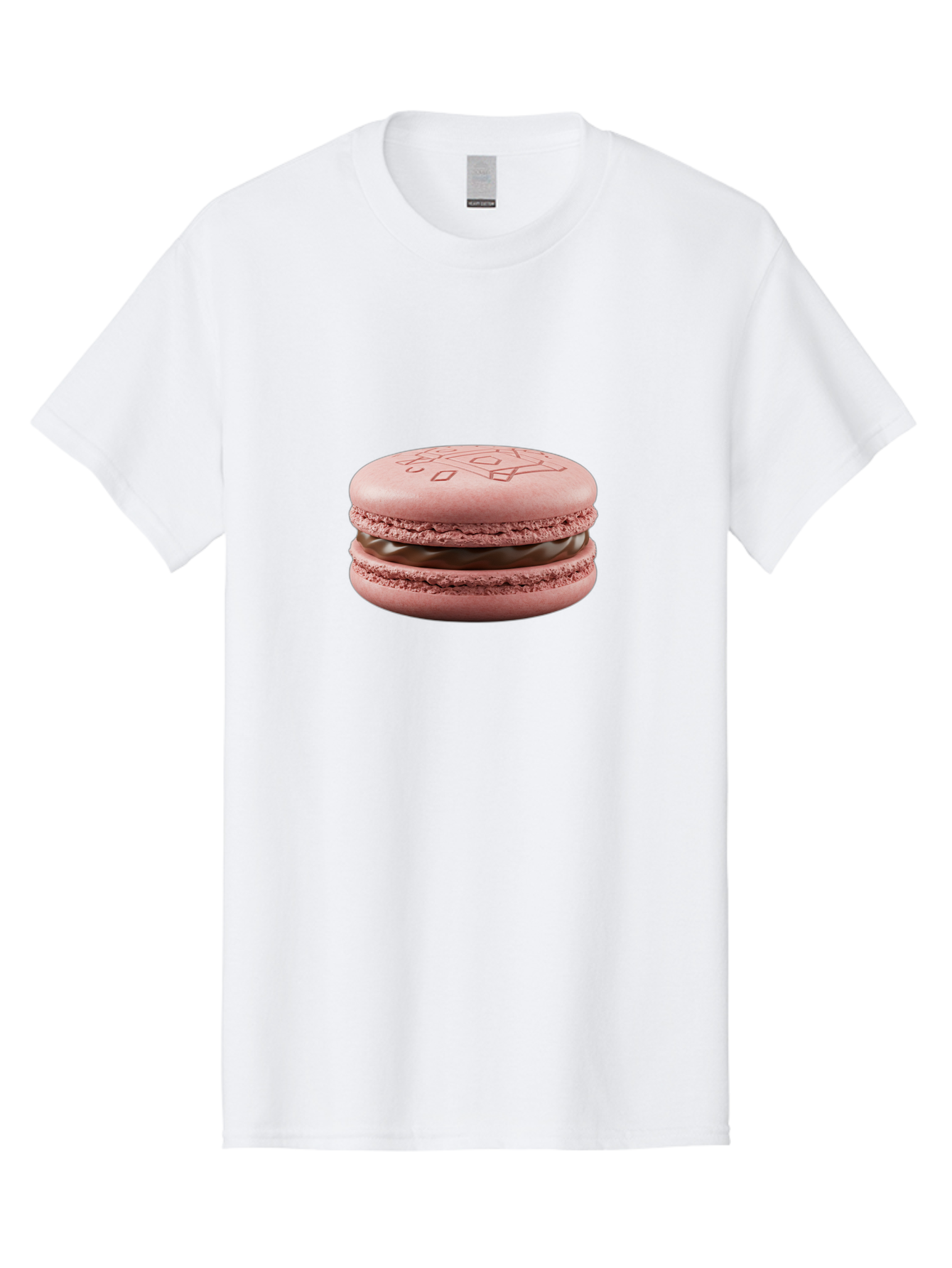 Pink-Macaron-With-Chocolate-Filling Men'S Graphic Tee, 100% Cotton, Comfortable Casual Summer Wear, Machine Washable, Pink Macaron, Chocolate Filling, Love Design, French Dessert, Sweet Treat, Delicate Meringue, Chocolate Ganache, Baked Goods Bab182 7