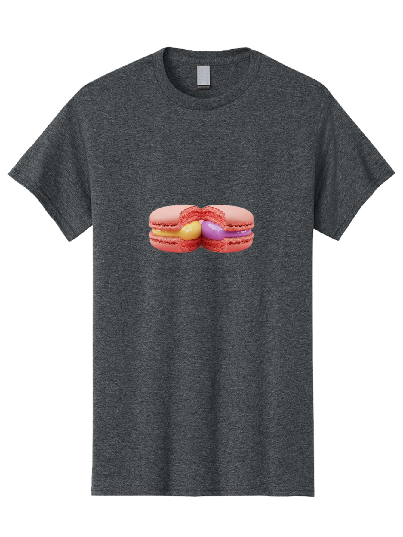 Pink-Macarons-3 Men'S Graphic Tee, 100% Cotton, Comfortable Casual Summer Wear, Machine Washable, Pink Macarons, Yellow And Purple Filling, French Dessert, Sweet Treats, Delicate Meringue, Colorful Pastries, Baked Goods, Gourmet Sweets Bab186 9