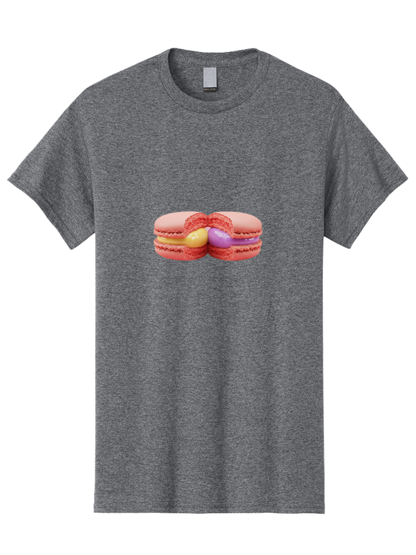 Pink-Macarons-3 Men'S Graphic Tee, 100% Cotton, Comfortable Casual Summer Wear, Machine Washable, Pink Macarons, Yellow And Purple Filling, French Dessert, Sweet Treats, Delicate Meringue, Colorful Pastries, Baked Goods, Gourmet Sweets Bab186 11