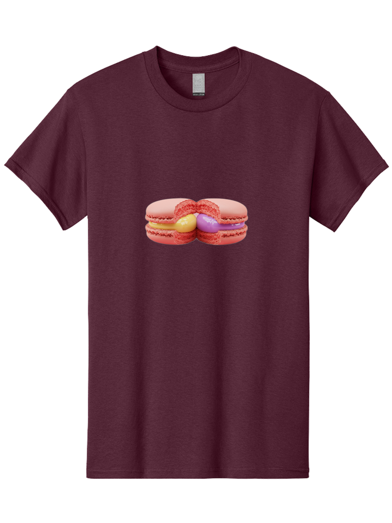 Pink-Macarons-3 Men'S Graphic Tee, 100% Cotton, Comfortable Casual Summer Wear, Machine Washable, Pink Macarons, Yellow And Purple Filling, French Dessert, Sweet Treats, Delicate Meringue, Colorful Pastries, Baked Goods, Gourmet Sweets Bab186 15