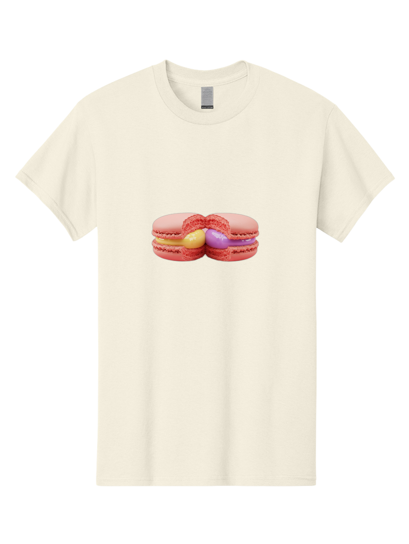 Pink-Macarons-3 Men'S Graphic Tee, 100% Cotton, Comfortable Casual Summer Wear, Machine Washable, Pink Macarons, Yellow And Purple Filling, French Dessert, Sweet Treats, Delicate Meringue, Colorful Pastries, Baked Goods, Gourmet Sweets Bab186 5