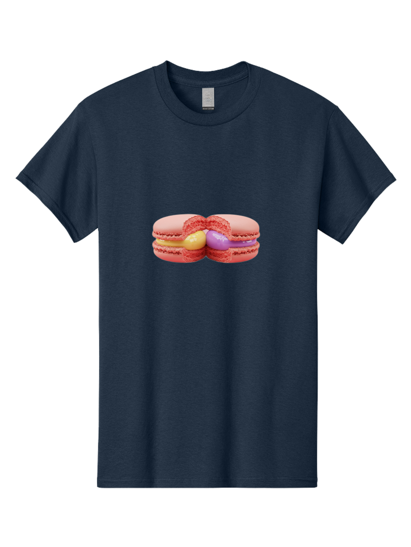 Pink-Macarons-3 Men'S Graphic Tee, 100% Cotton, Comfortable Casual Summer Wear, Machine Washable, Pink Macarons, Yellow And Purple Filling, French Dessert, Sweet Treats, Delicate Meringue, Colorful Pastries, Baked Goods, Gourmet Sweets Bab186 21