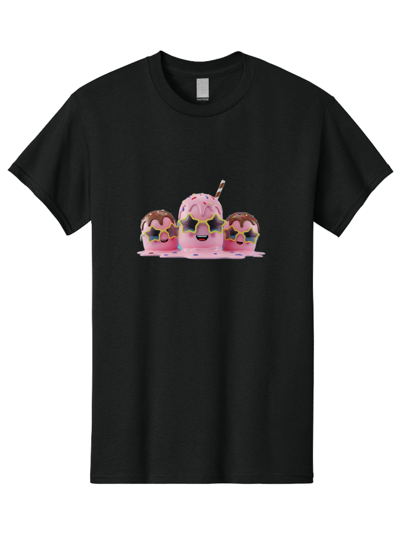 Pink-Milkshakes Men'S Graphic Tee, 100% Cotton, Comfortable Casual Summer Wear, Machine Washable, Pink Milkshake, Chocolate Topping, Colorful Sprinkles, Kawaii Characters, Melted Ice Cream, Fun Design, Sweet Treats, Dessert Lovers, Bab191 27